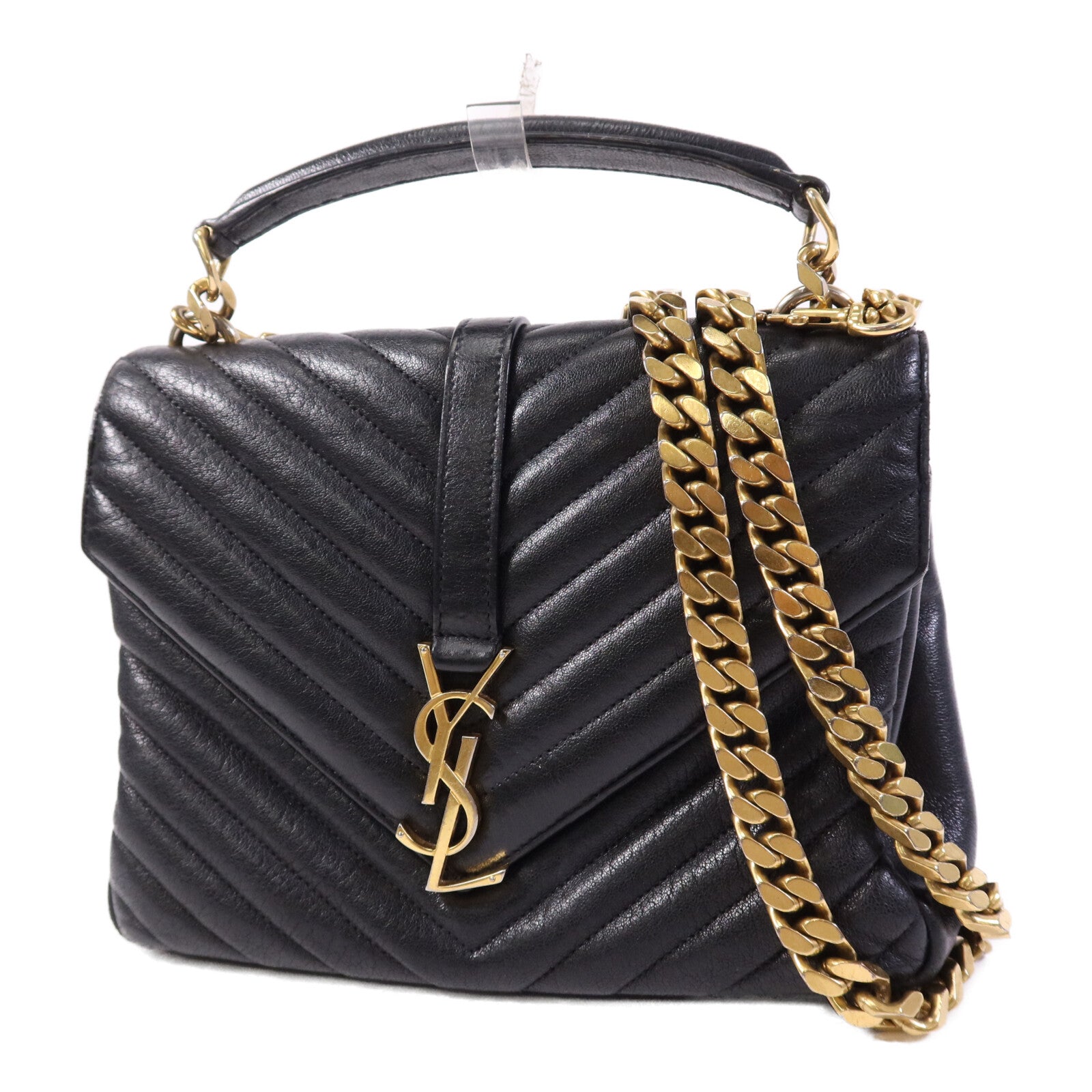 YVES SAINT LAURENT 牛皮皮革2 Way Shoulder Bag金扣手挽肩背兩用袋