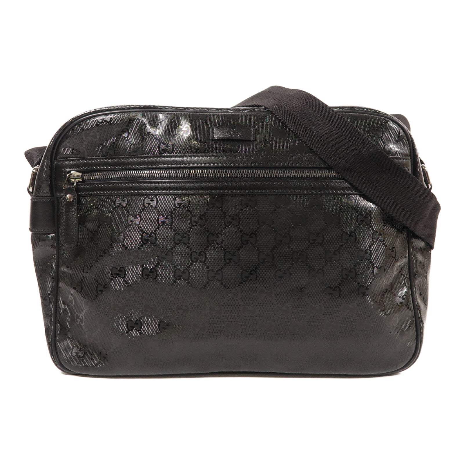 GUCCI 塗層帆布Shoulder Bag銀扣肩背袋