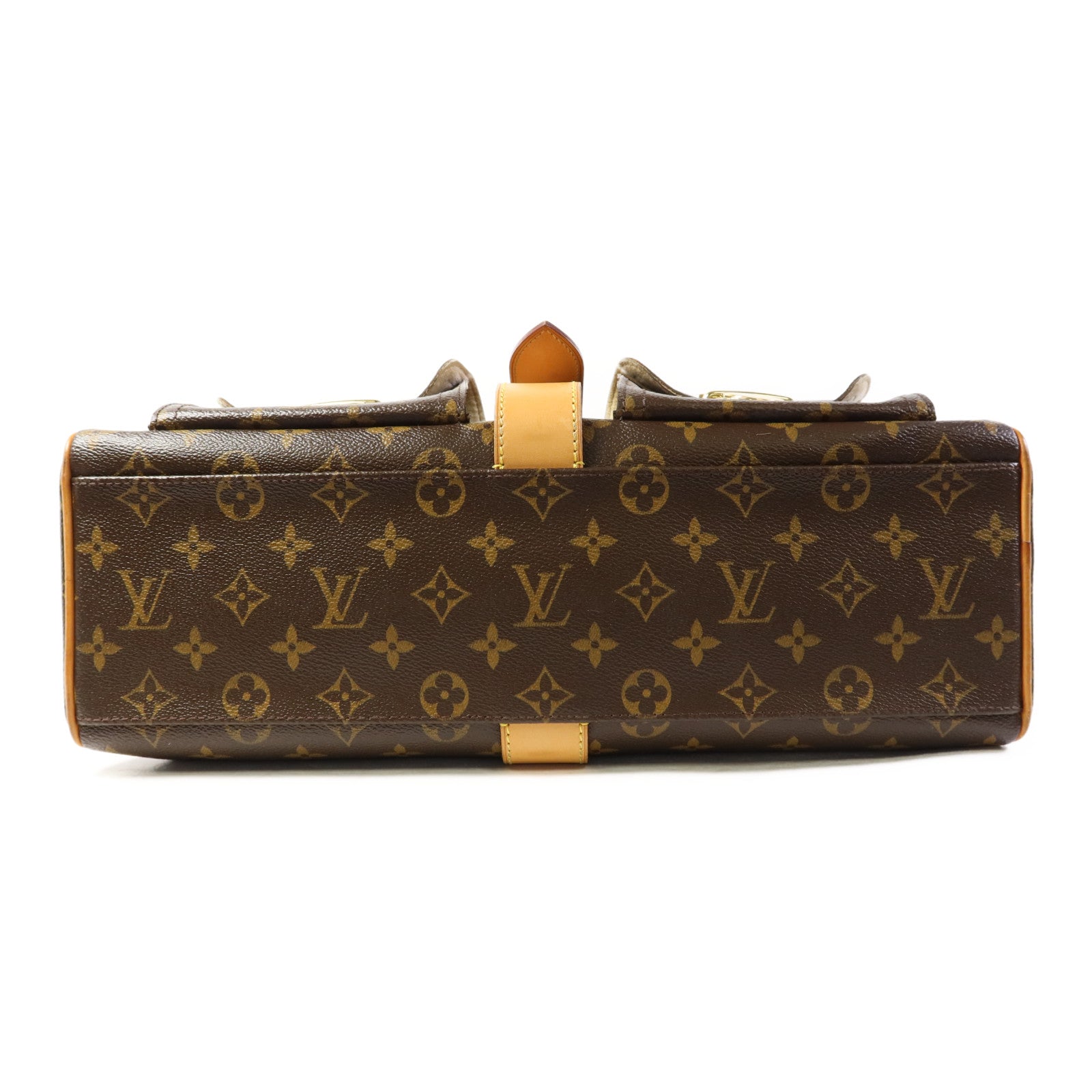 LOUIS VUITTON Monogram Manhattan GM金扣手挽袋棕色