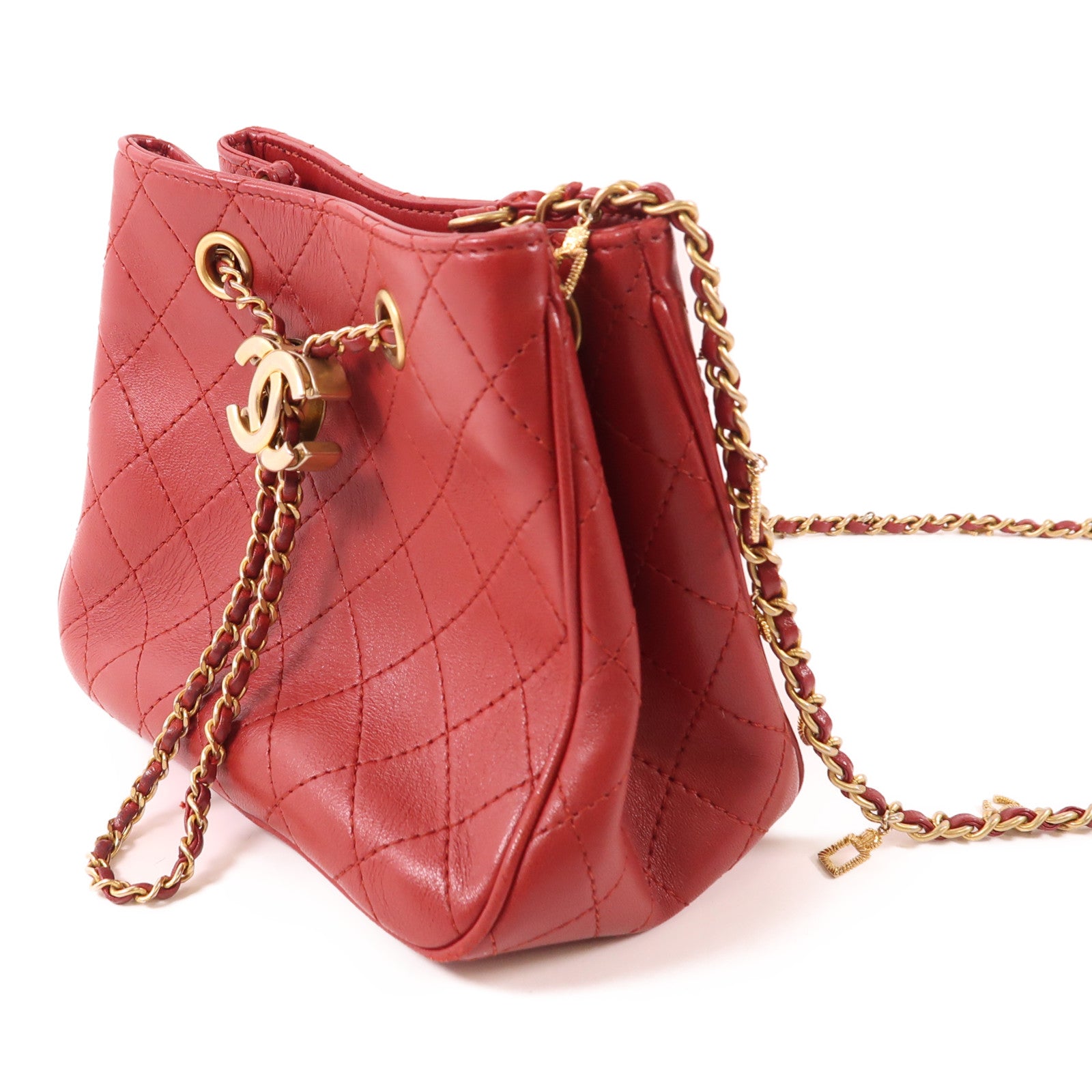 CHANEL 牛皮皮革Chain Shoulder Bag金扣鏈帶肩背袋