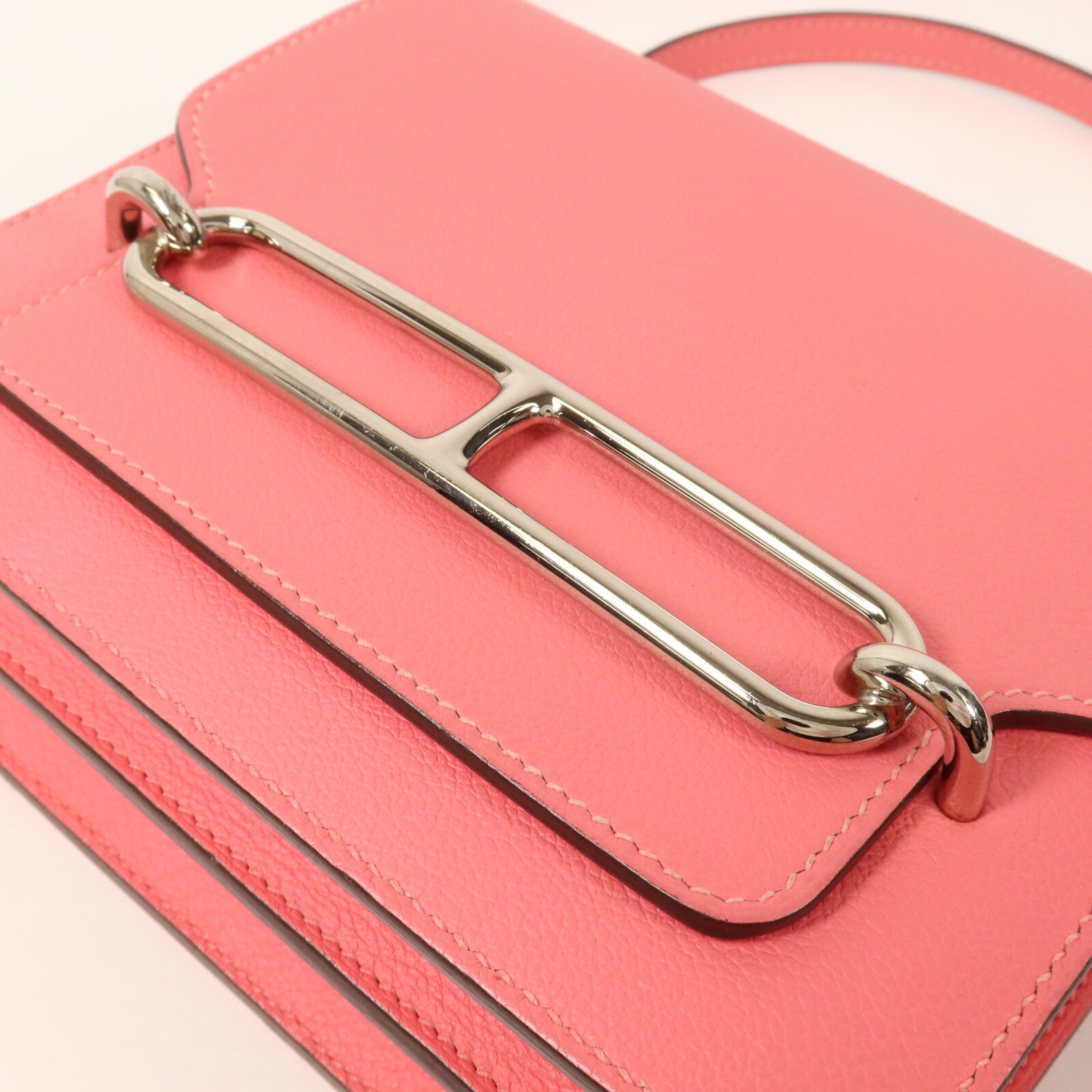 HERMES Evercolor皮革Roulis Mini肩背袋Rose Azalee