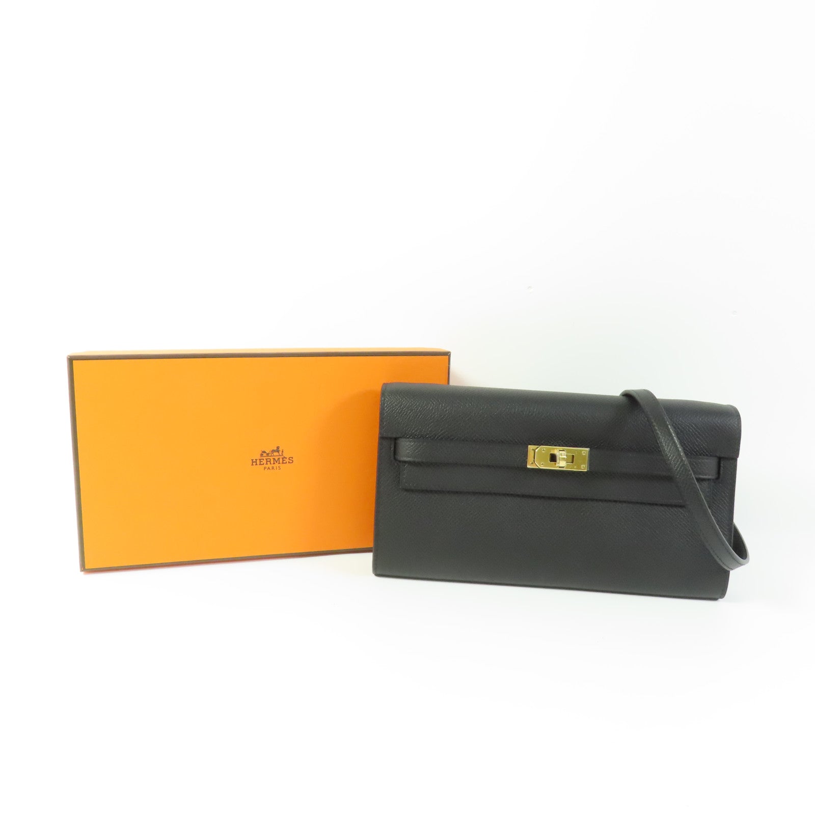 HERMES Epsom皮革Kelly To Go金扣肩背袋Noir