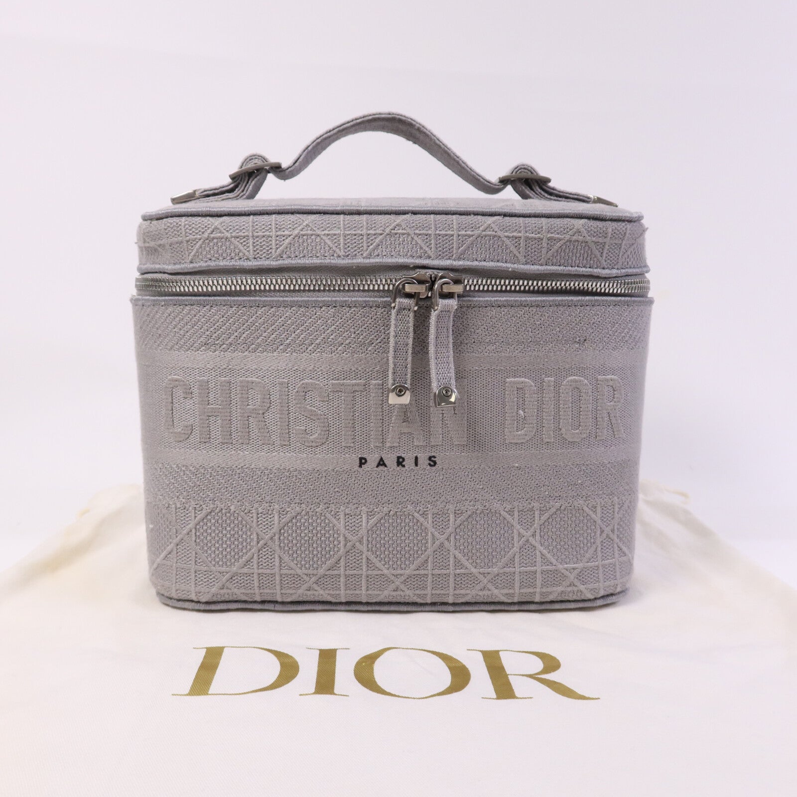 Dior 【激減優惠】帆布Travel Vanity Case銀扣手挽袋
