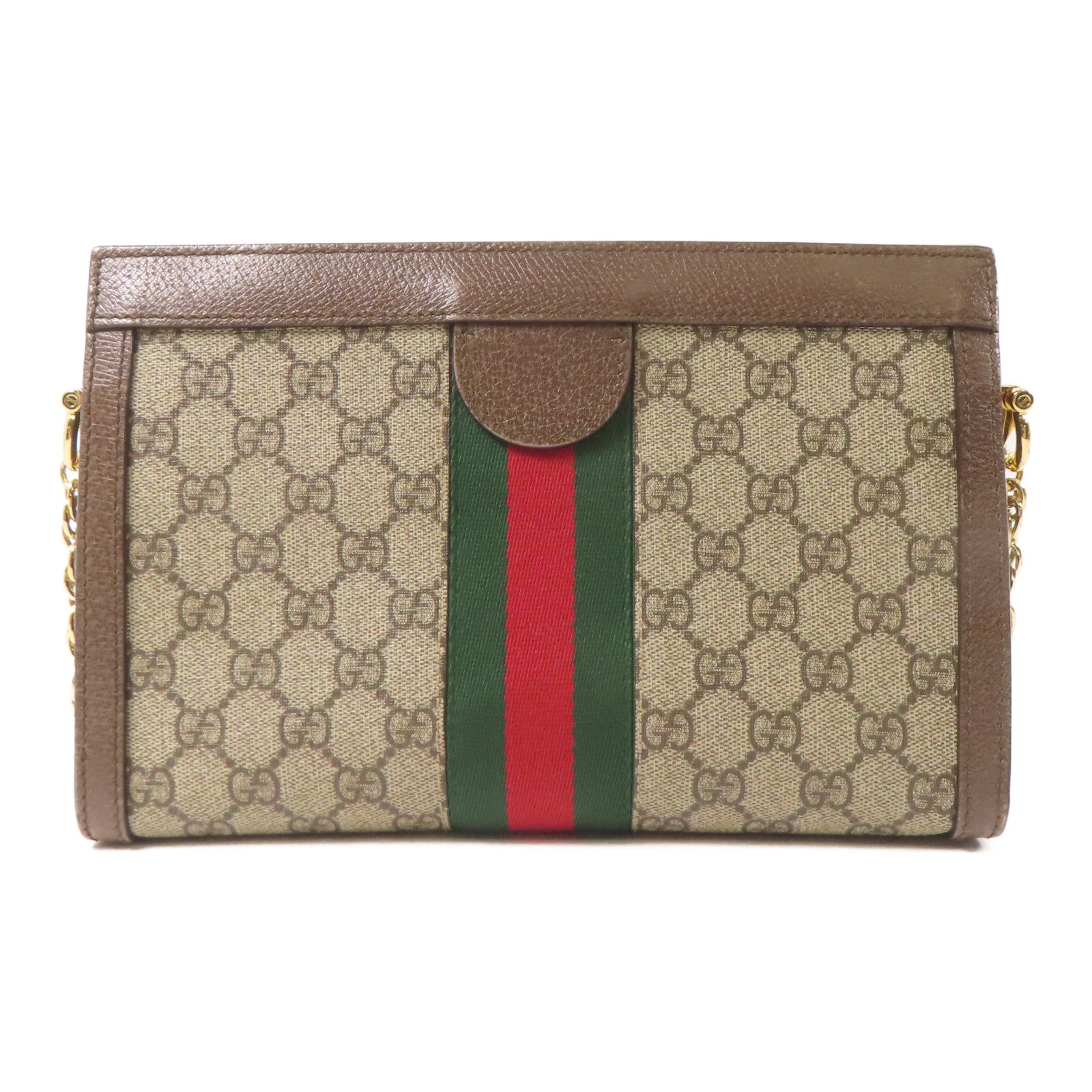 GUCCI 塗層帆布Ophidia Small Shoulder Bag金扣鏈帶肩背袋啡色