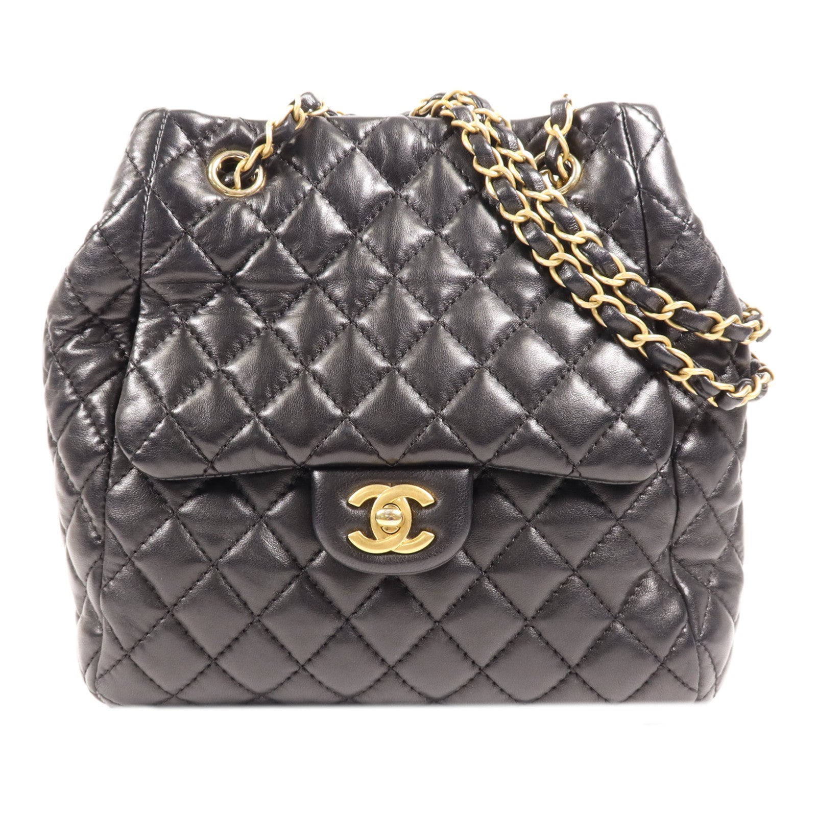 CHANEL 羊皮皮革Chain Shoulder金扣鏈帶肩背袋