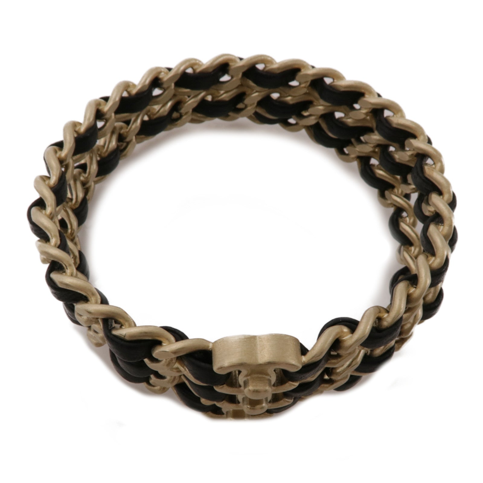 CHANEL 皮革/金屬Bracelets 3in1手鐲