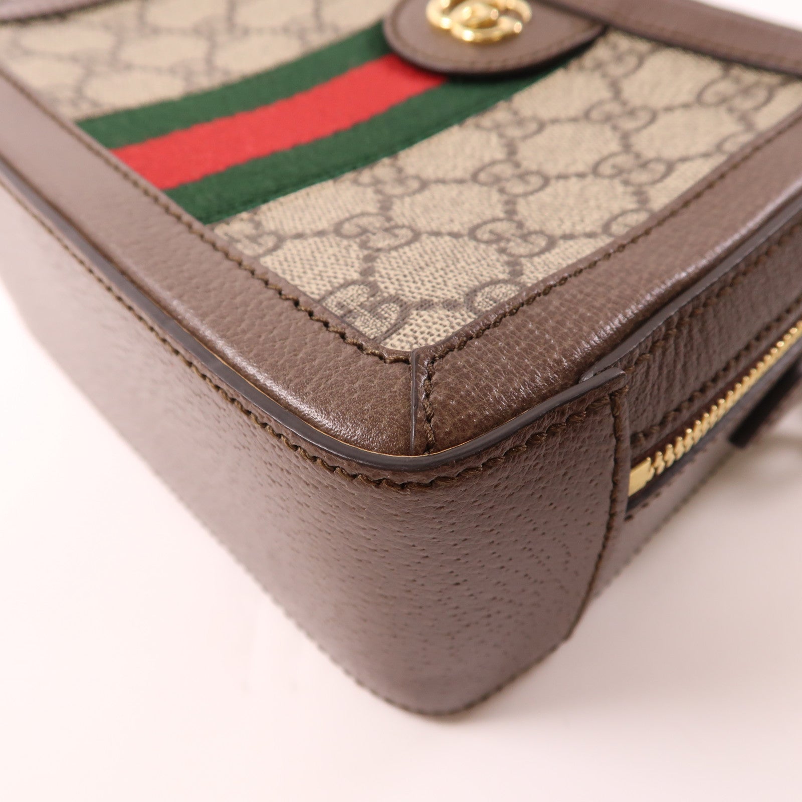 GUCCI 塗層帆布Ophidia GG Mini Supreme金扣鏈帶肩背袋啡色