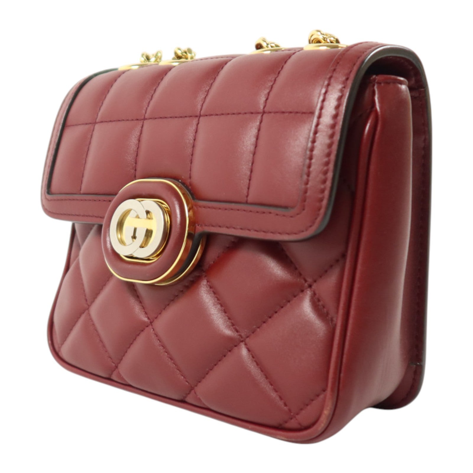 GUCCI 牛皮皮革Decco Mini Chain Shoulder Bag金扣鏈帶肩背袋