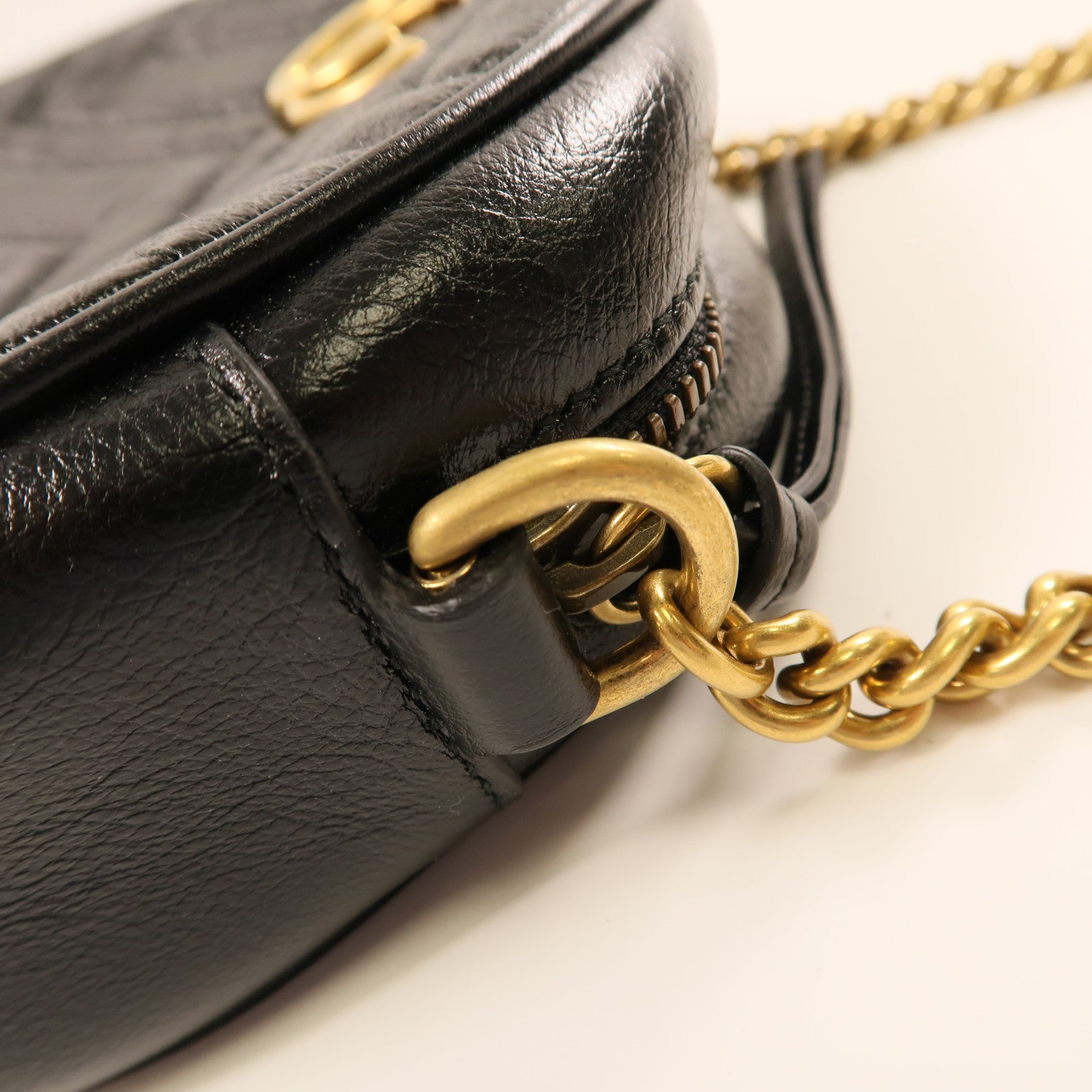 GUCCI GG GHW Marmont Shoulder Bag Calfskin Leather 550154 Black