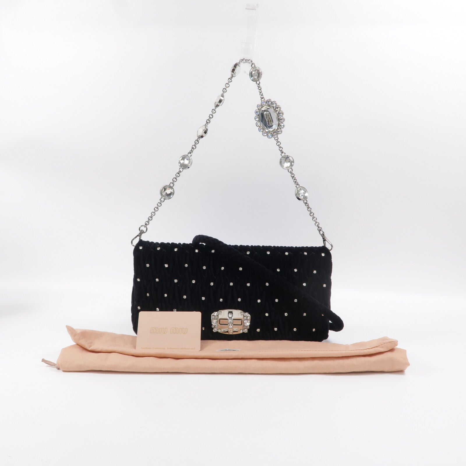 Miu Miu 天鵝絨Chain Shoulder手挽肩背兩用袋