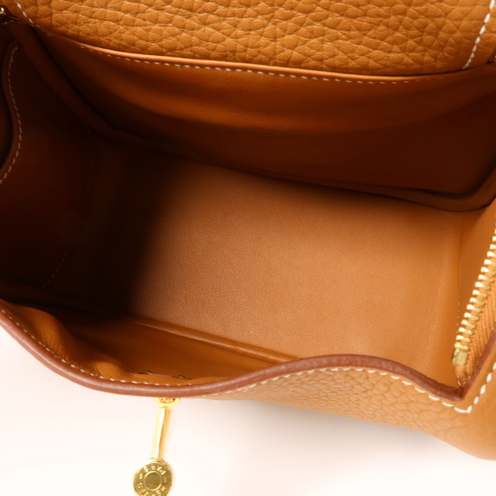 HERMES Clemence皮革Mini Lindy金扣手挽肩背兩用袋Gold