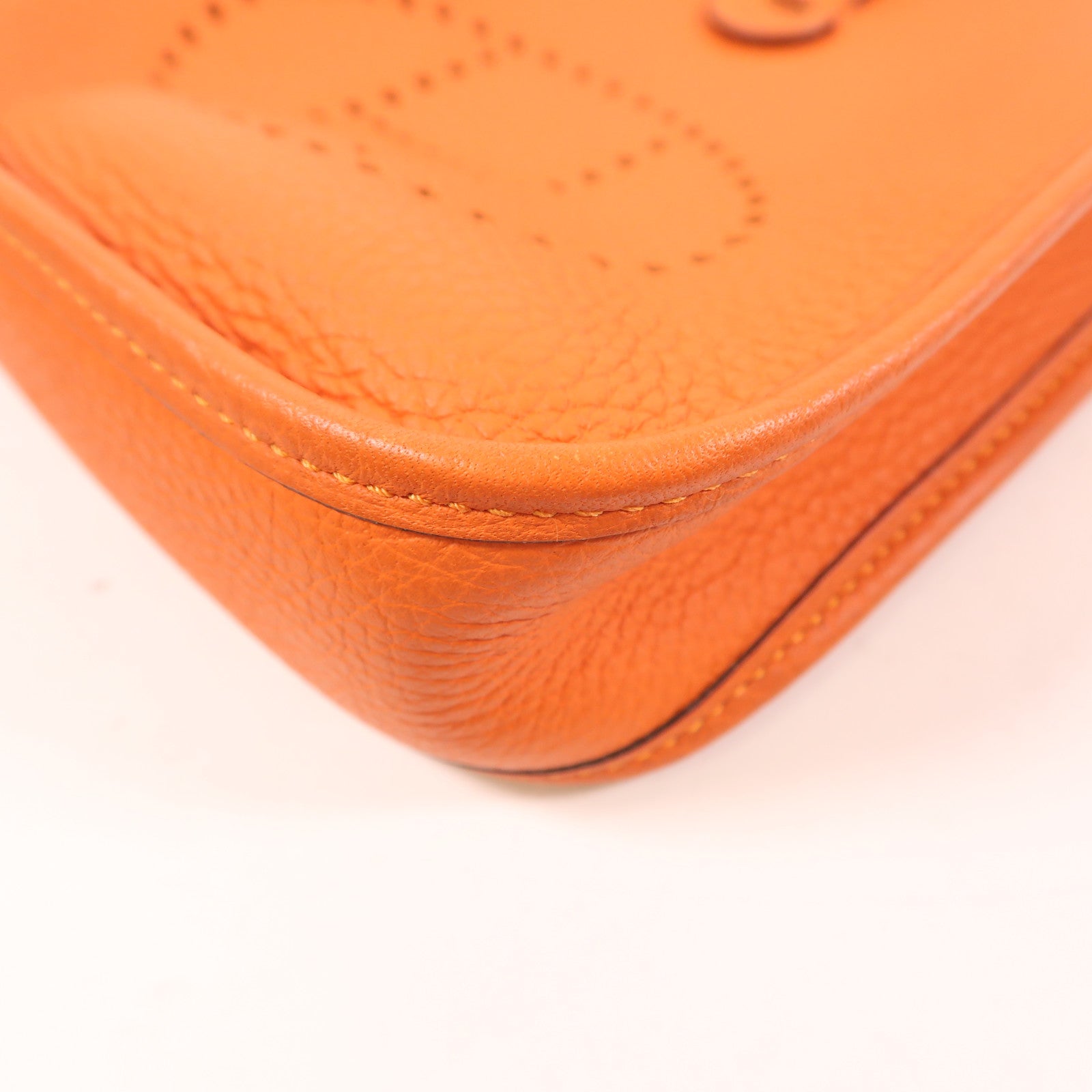 HERMES Clemence皮革Evelyne TPM銀扣肩背袋Orange