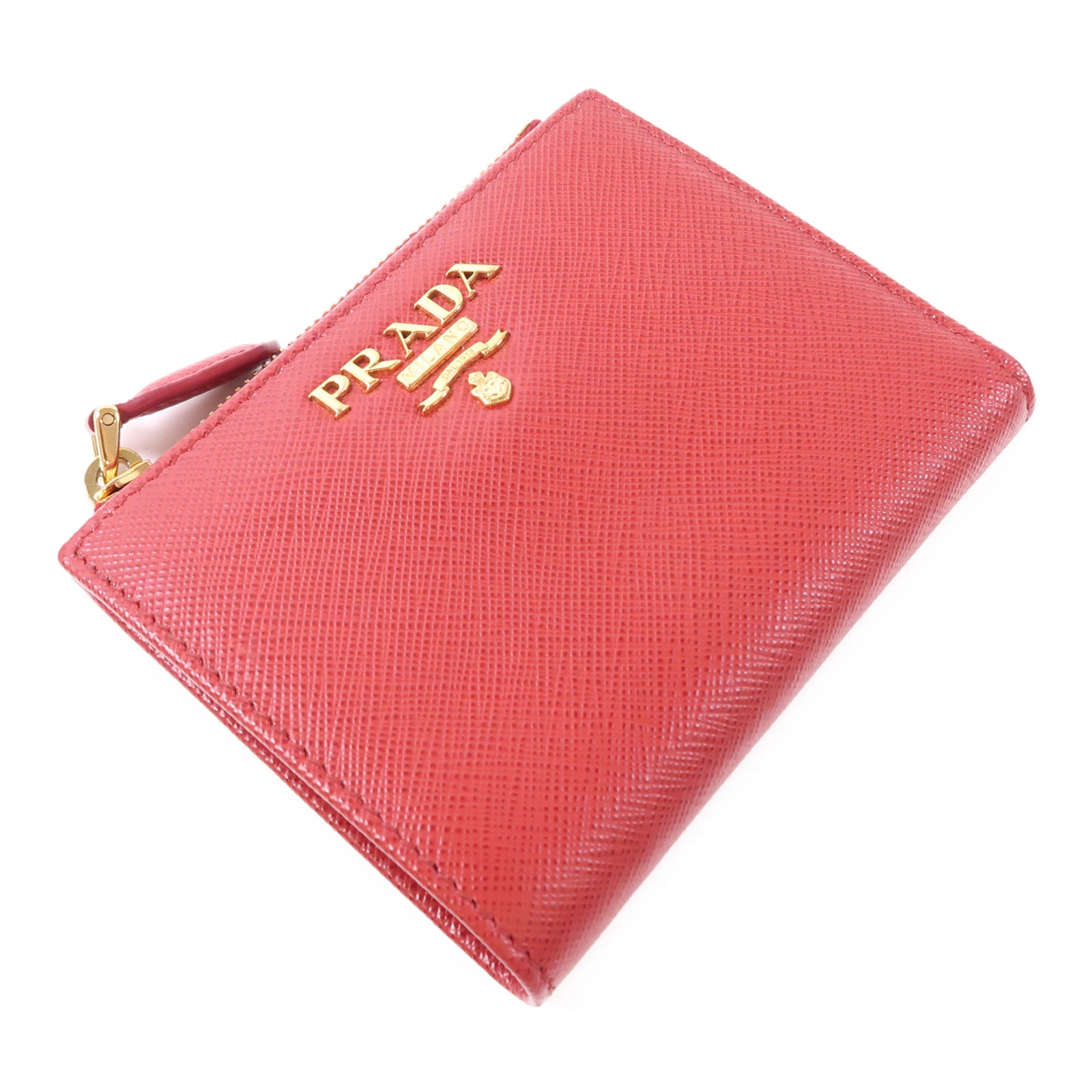 PRADA GHW Wallet 1ML023 Saffiano Leather Red