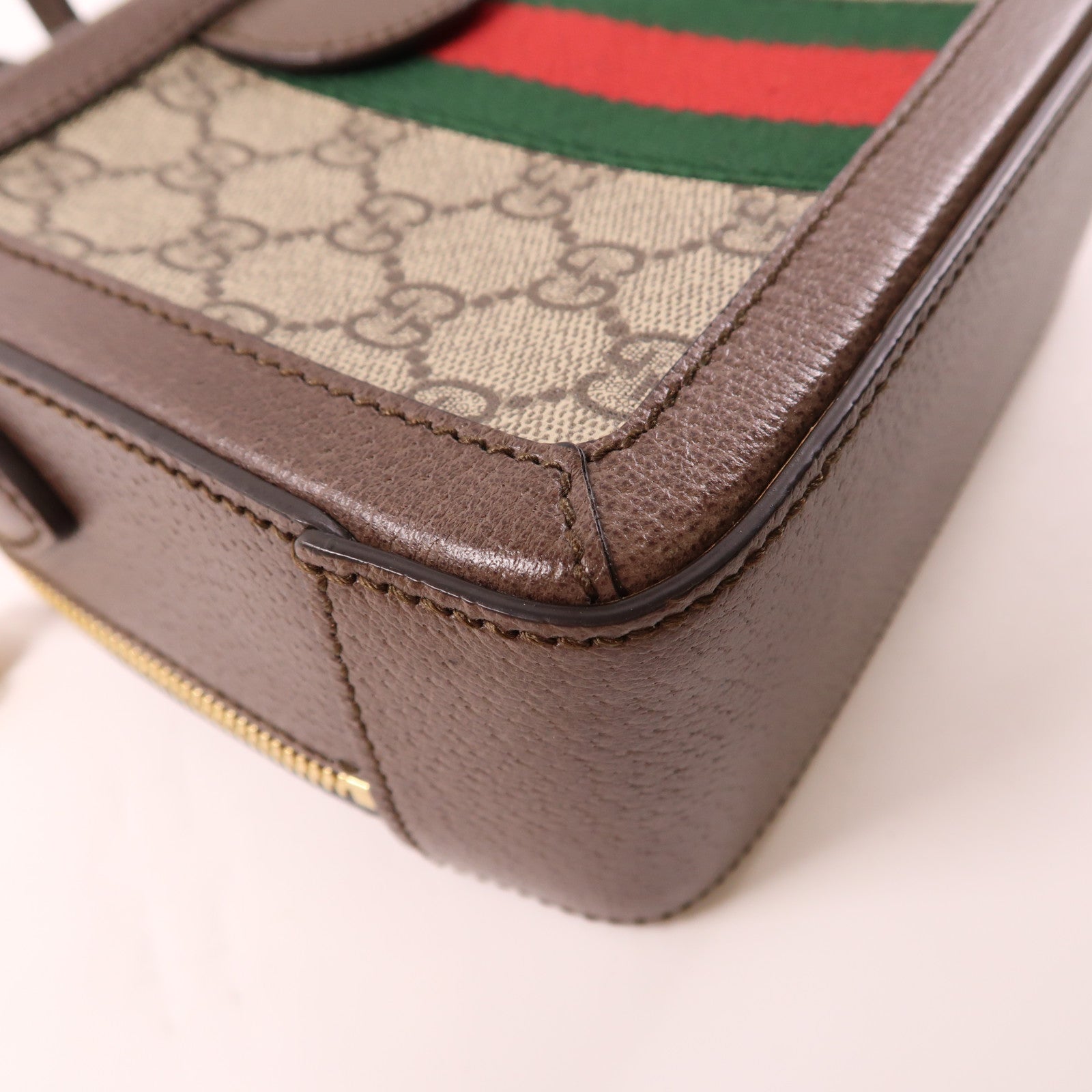 GUCCI 塗層帆布Ophidia GG Mini Supreme金扣鏈帶肩背袋啡色
