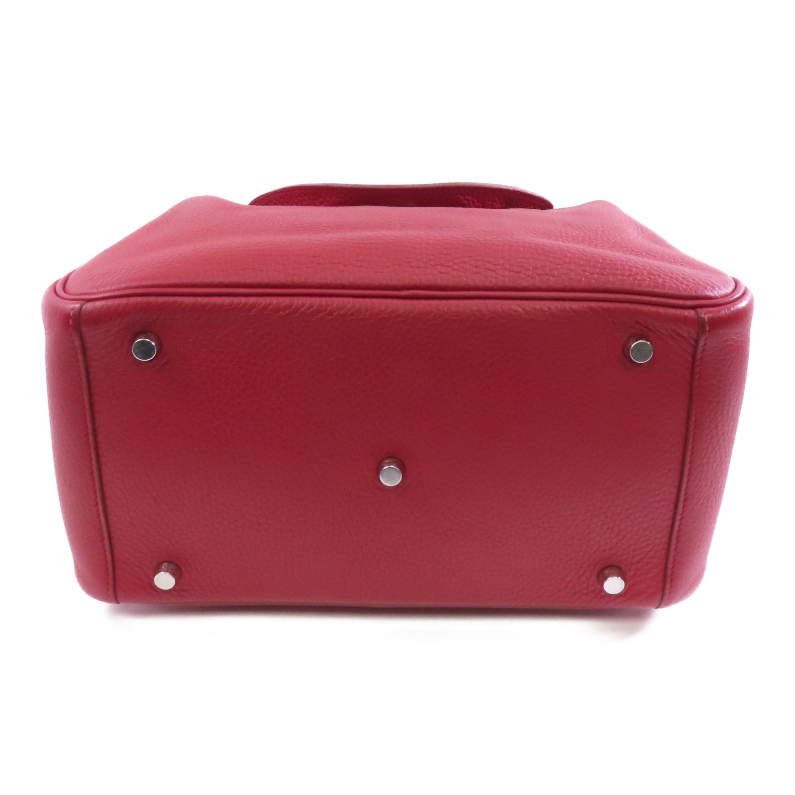 HERMES Clemence皮革Lindy 30銀扣手挽肩背兩用袋紅色/Rouge casaque