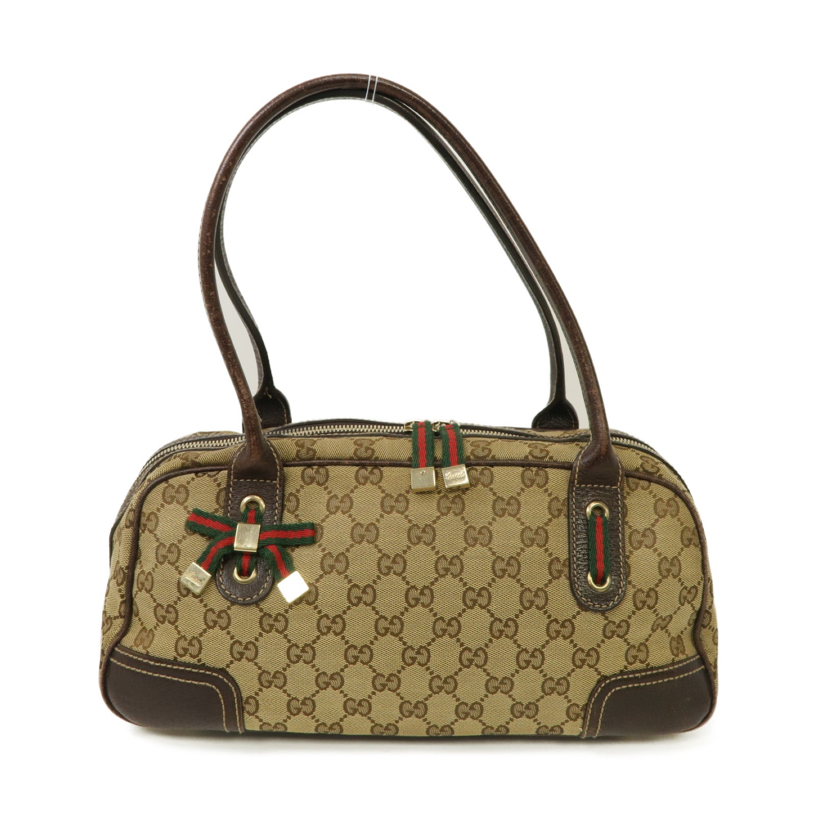 GUCCI 帆布Shoulder Bag金扣肩背袋啡色