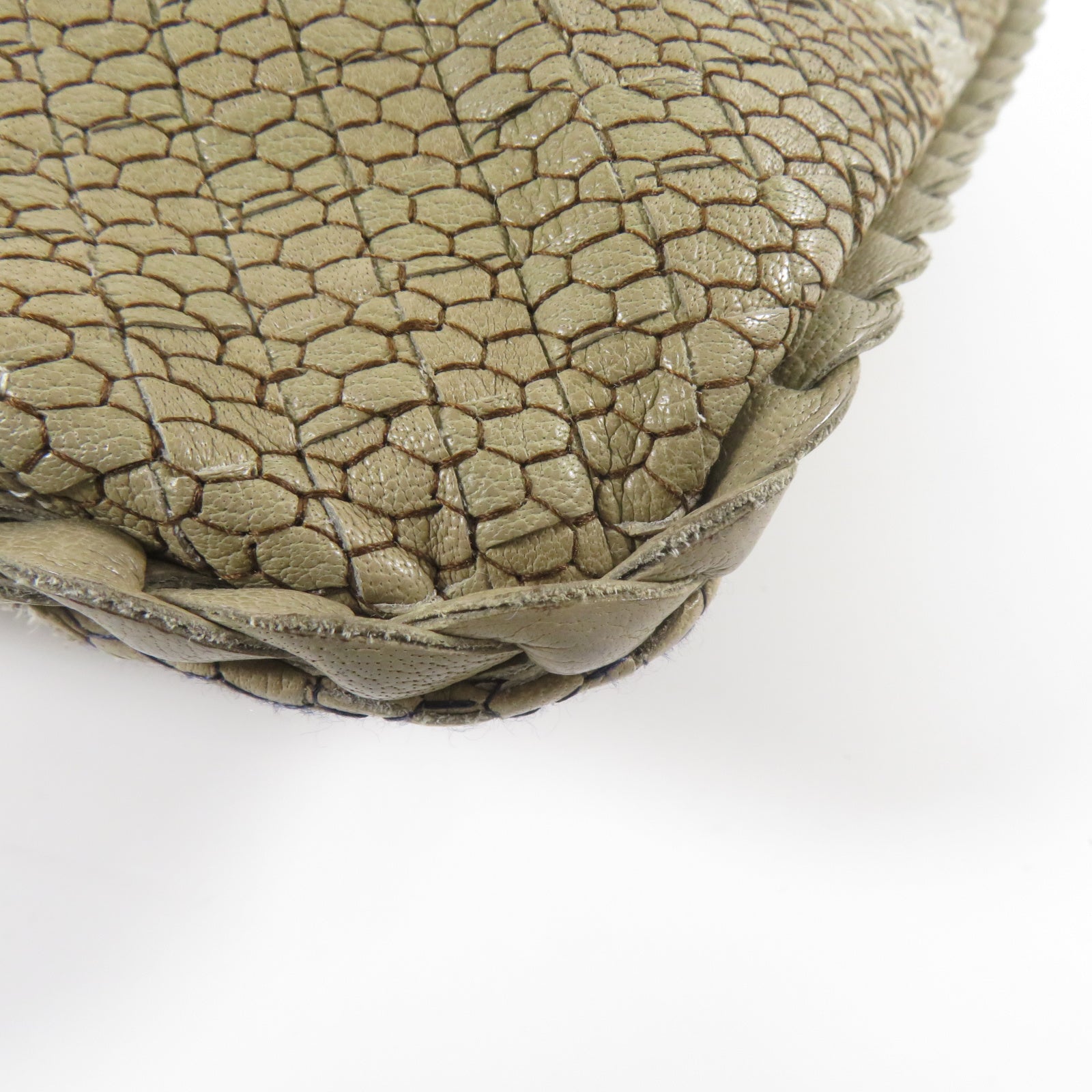 BOTTEGA VENETA 【激減優惠】牛皮皮革Hobo銀扣手挽袋米色