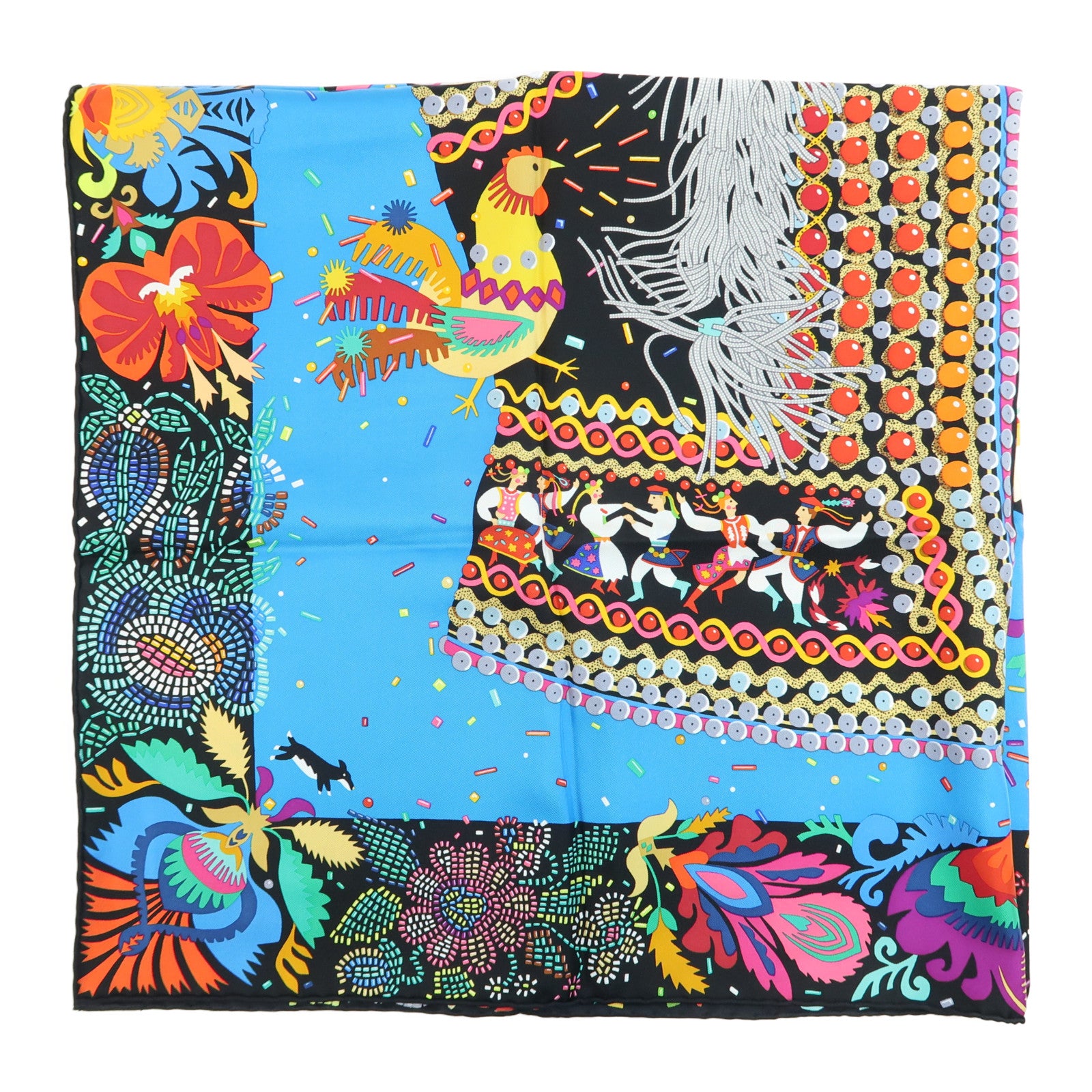 HERMES Scarf 90X90 Silk Multicolor