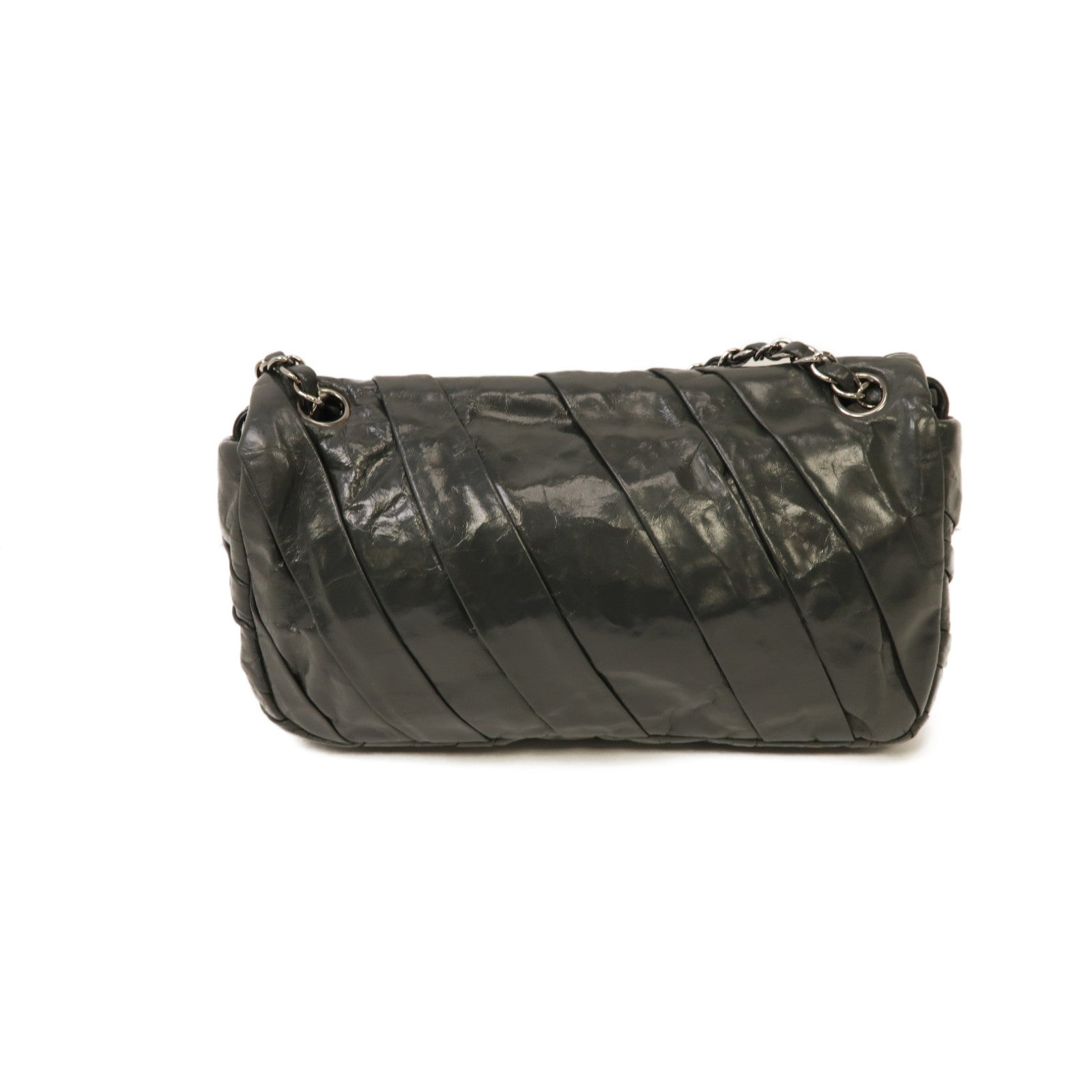 CHANEL 【激減優惠】牛皮皮革Chain Shoulder Bag銀扣鏈帶肩背袋灰色