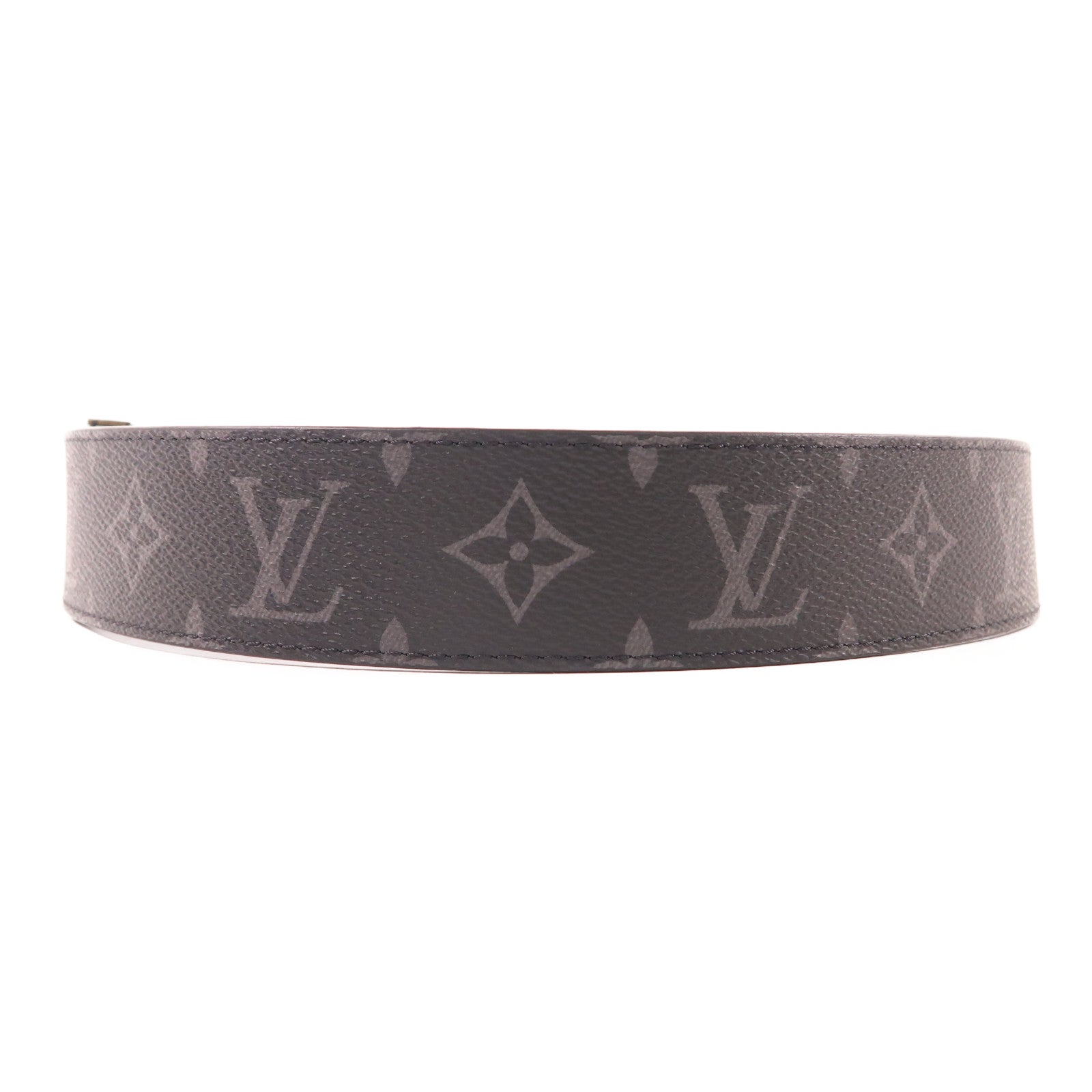 LOUIS VUITTON Monogram Eclipse Initiales Belt銀扣腰帶