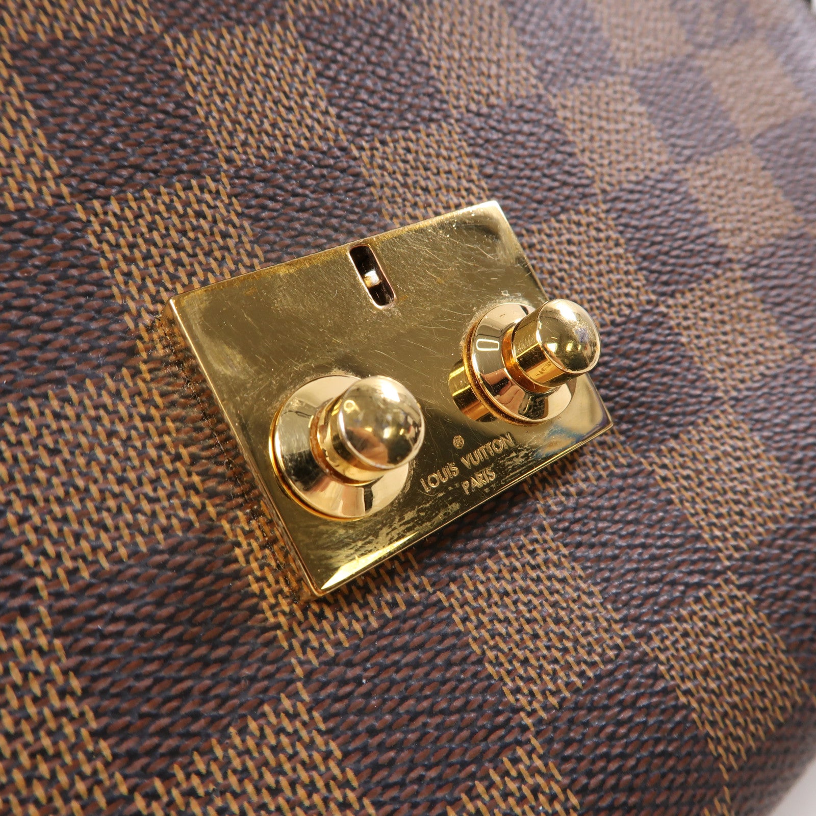 LOUIS VUITTON Damier Croisette金扣手挽肩背兩用袋啡色