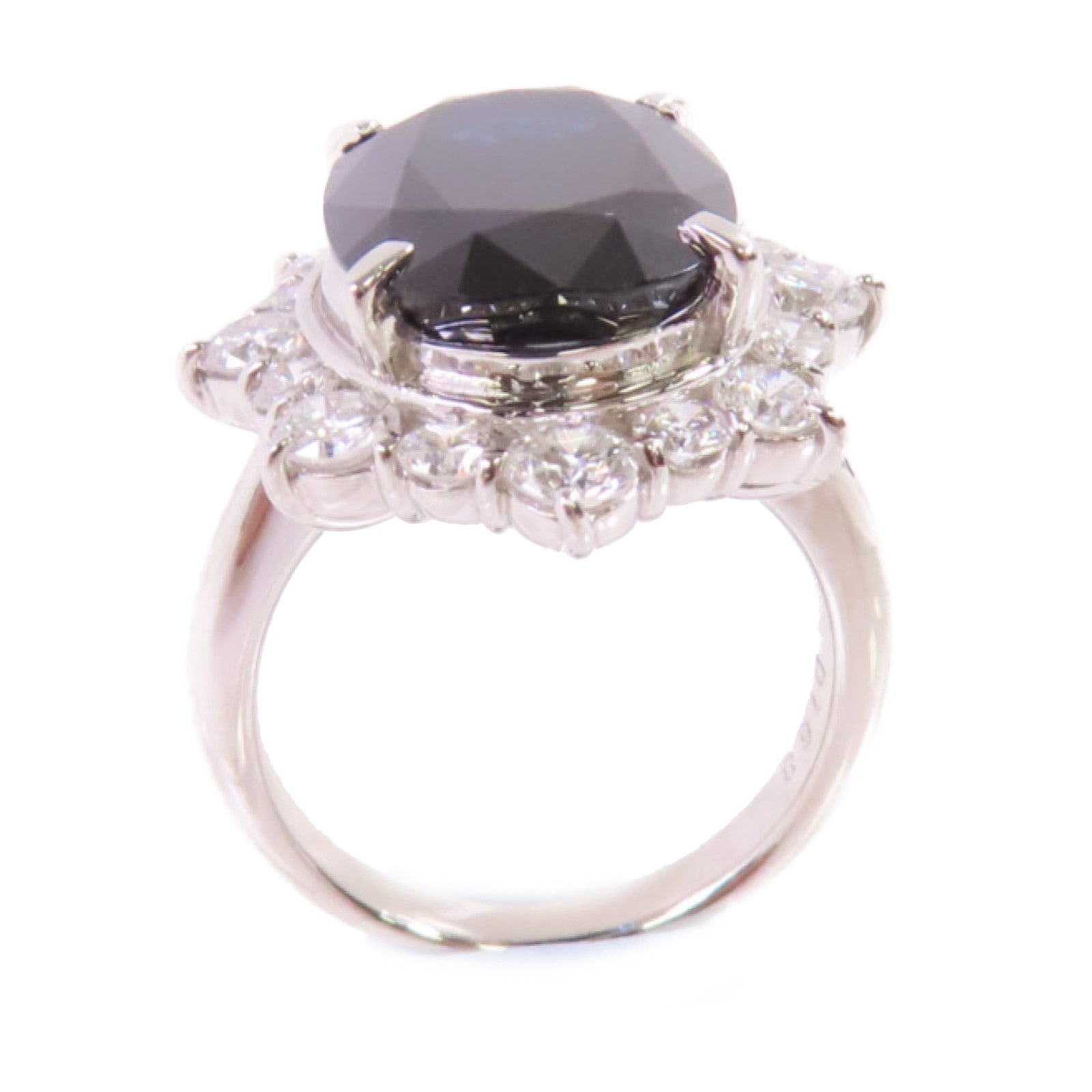 JEWELRY PT900鉑金/9.164ct藍寶石/1.68ct鑽石Sapphire/Diamond Ring戒指US#6.5