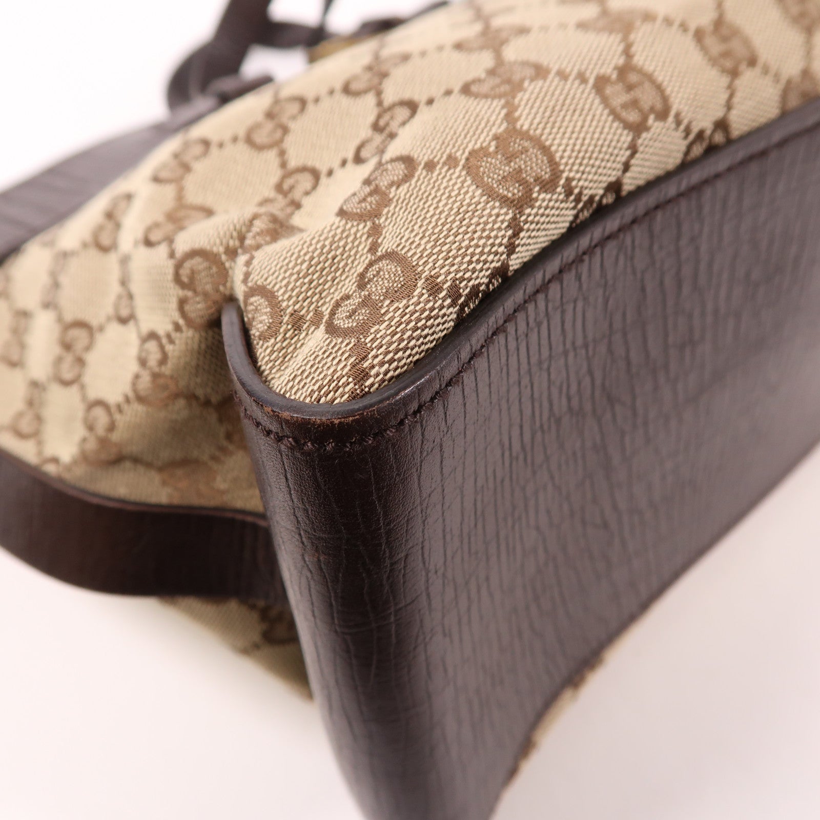 GUCCI 帆布/皮革Hand Bag金扣手挽袋