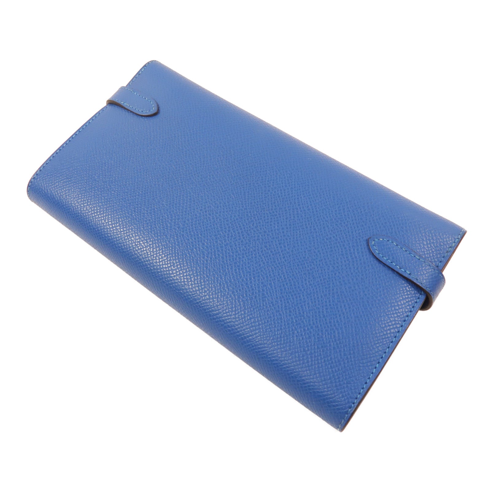 HERMES Epsom皮革Kelly Wallet長錢包Bleu Izmir