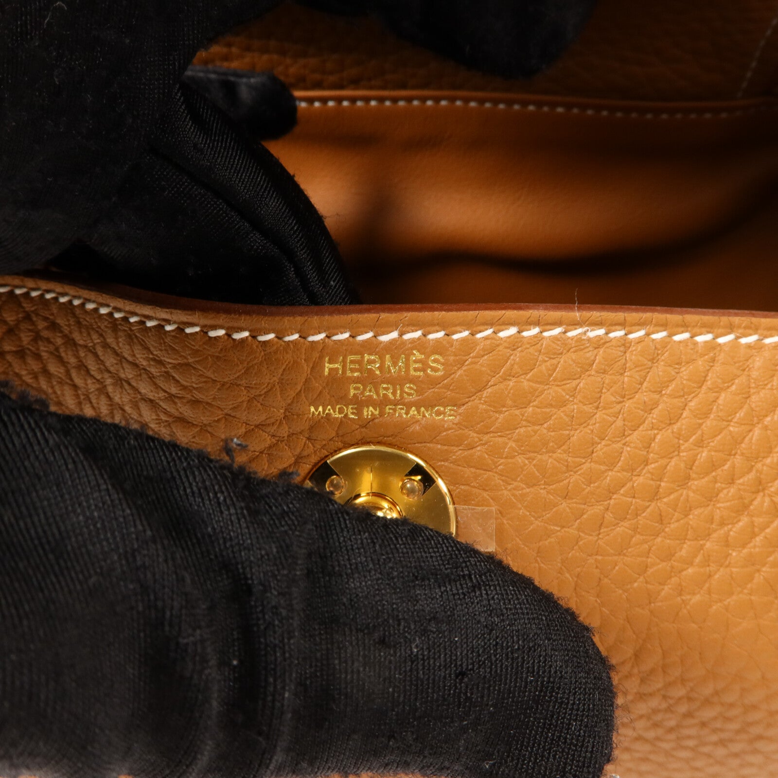 HERMES Clemence皮革Mini Lindy金扣手挽肩背兩用袋Gold