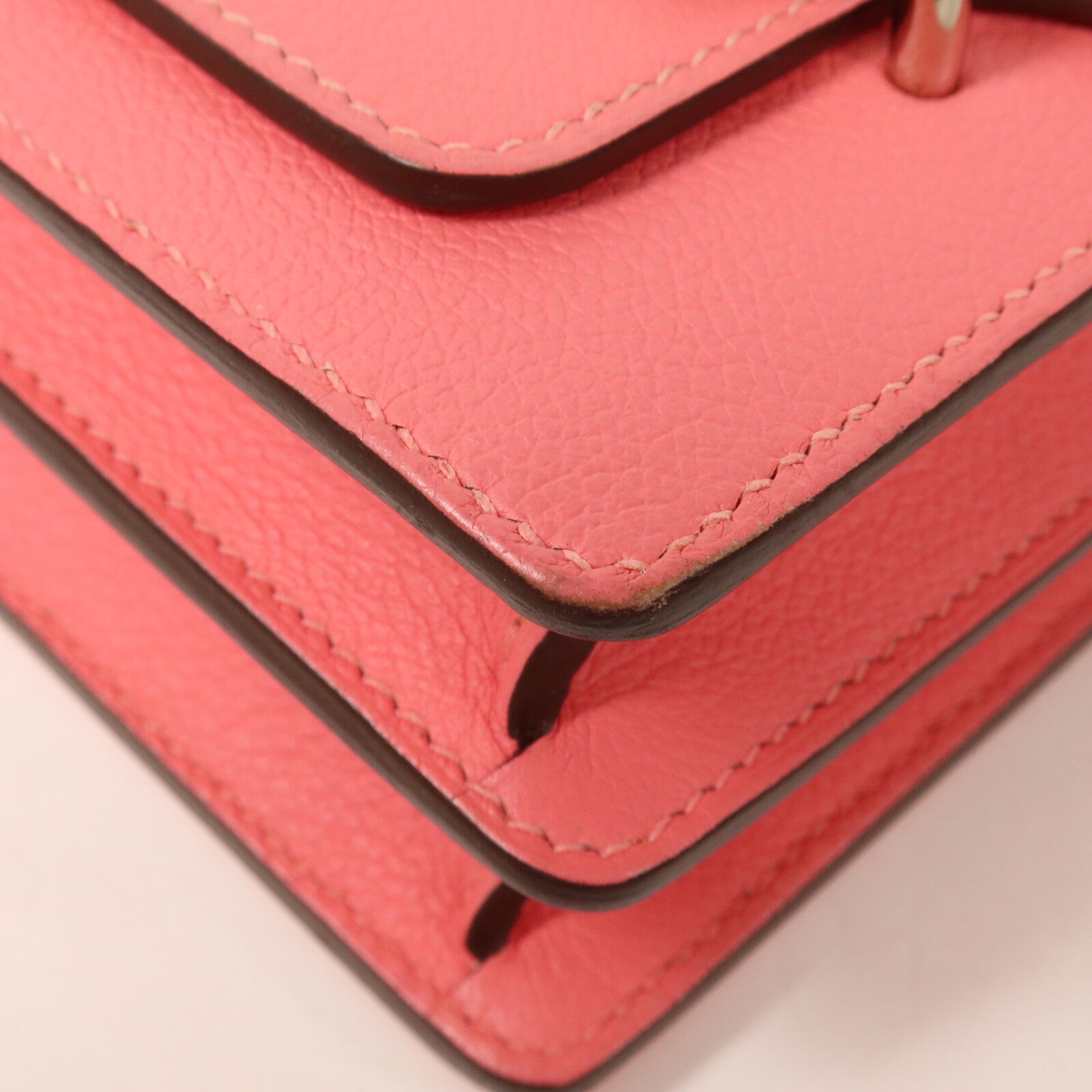 HERMES Evercolor皮革Roulis Mini肩背袋Rose Azalee
