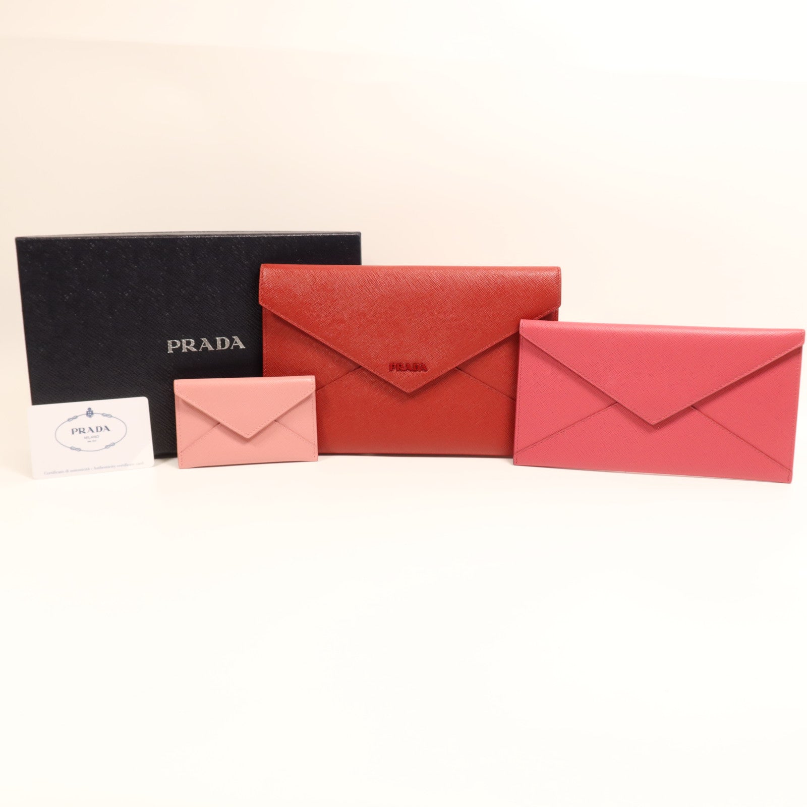 PRADA 【激減優惠】牛皮皮革Envelope Clutch Bag金扣手拿包
