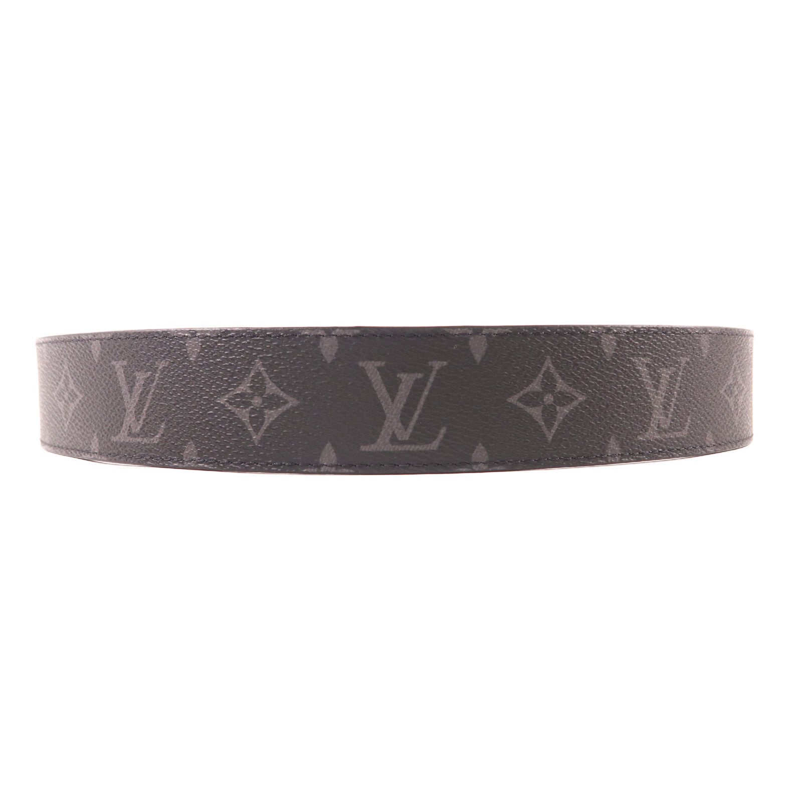 LOUIS VUITTON Monogram Eclipse Initiales Belt銀扣腰帶