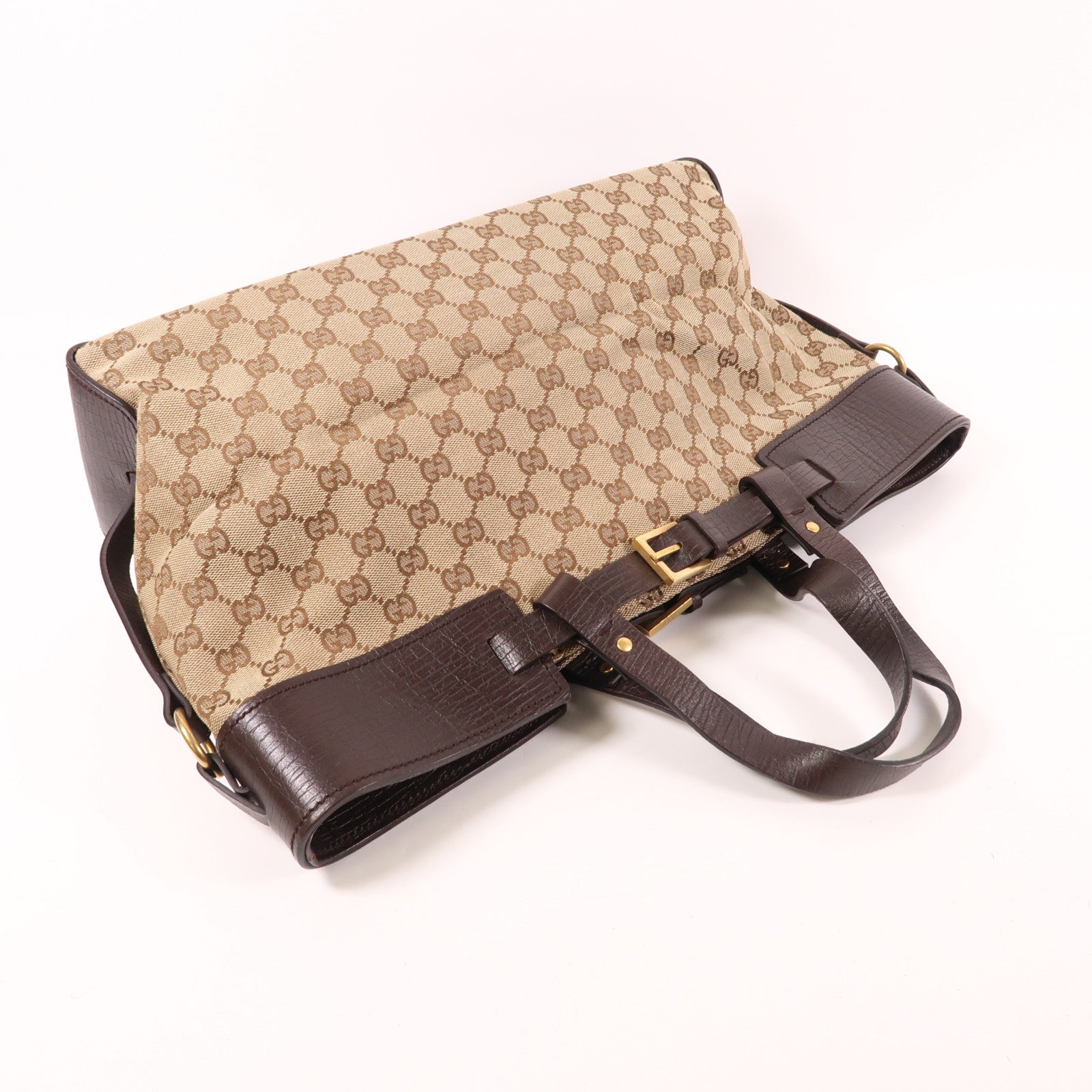 GUCCI 帆布/皮革Hand Bag金扣手挽袋