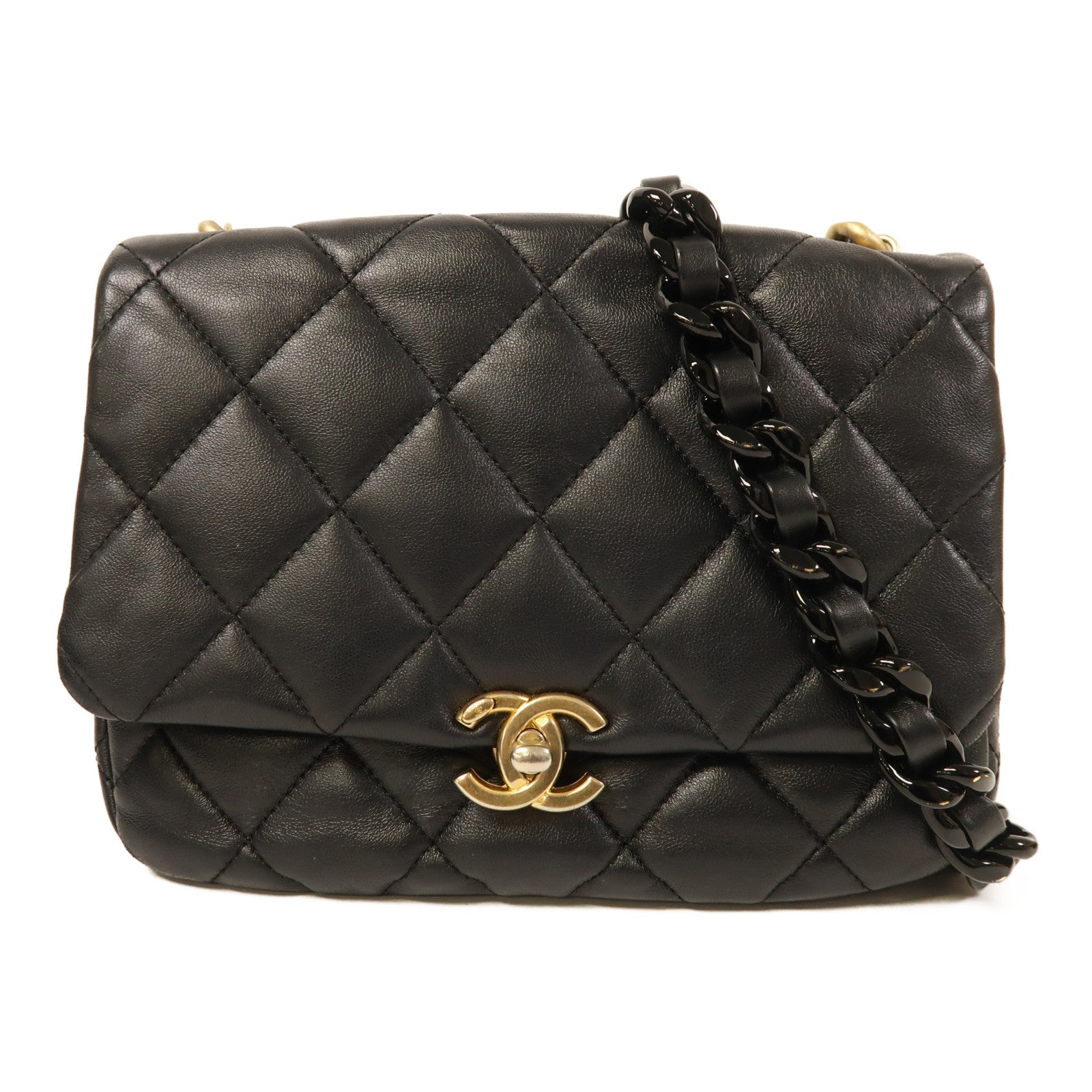 CHANEL【激減優惠】 羊皮皮革Chain Shoulder金扣鏈帶肩背袋