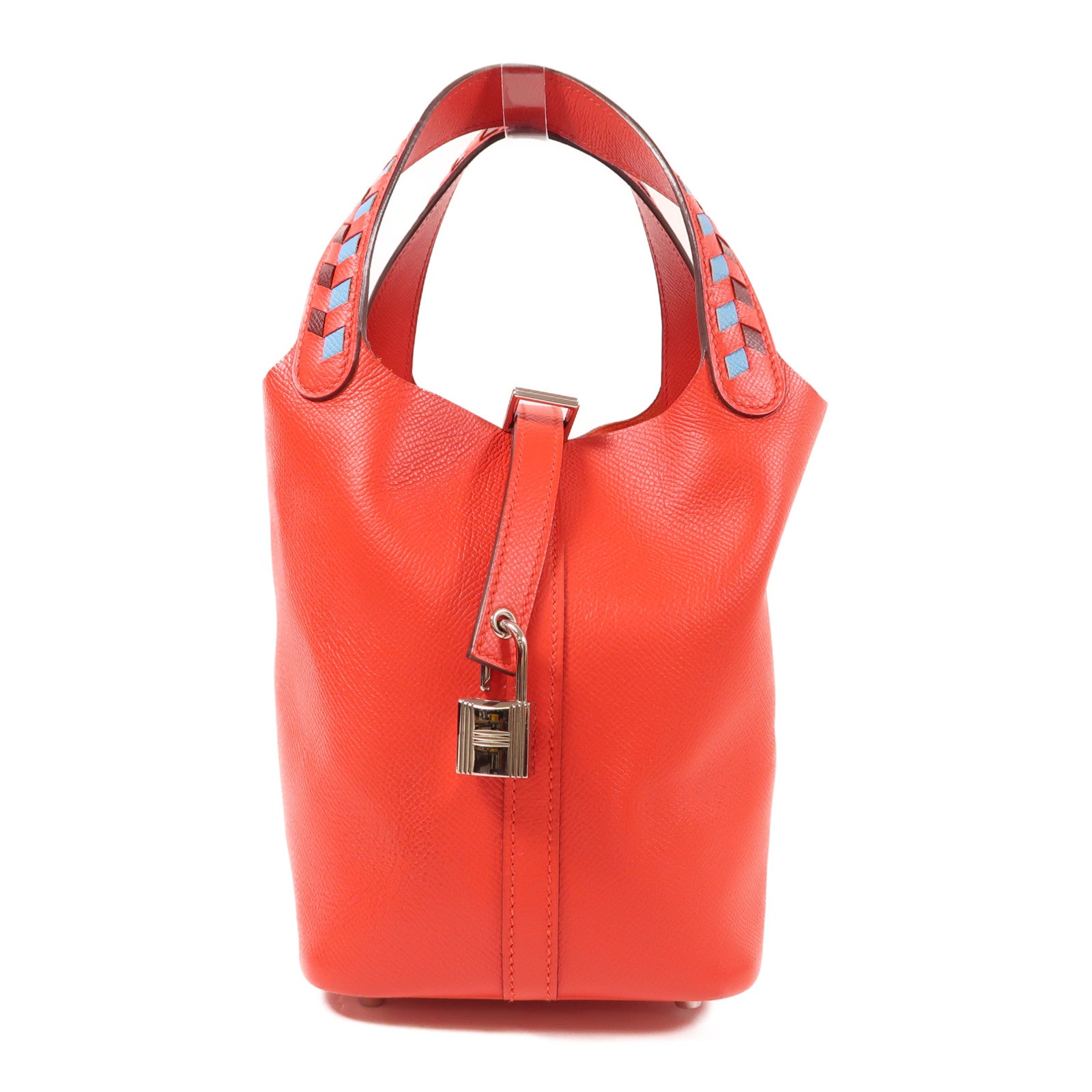 HERMES Epsom皮革Picotin PM銀扣手挽袋Rouge de Coeur
