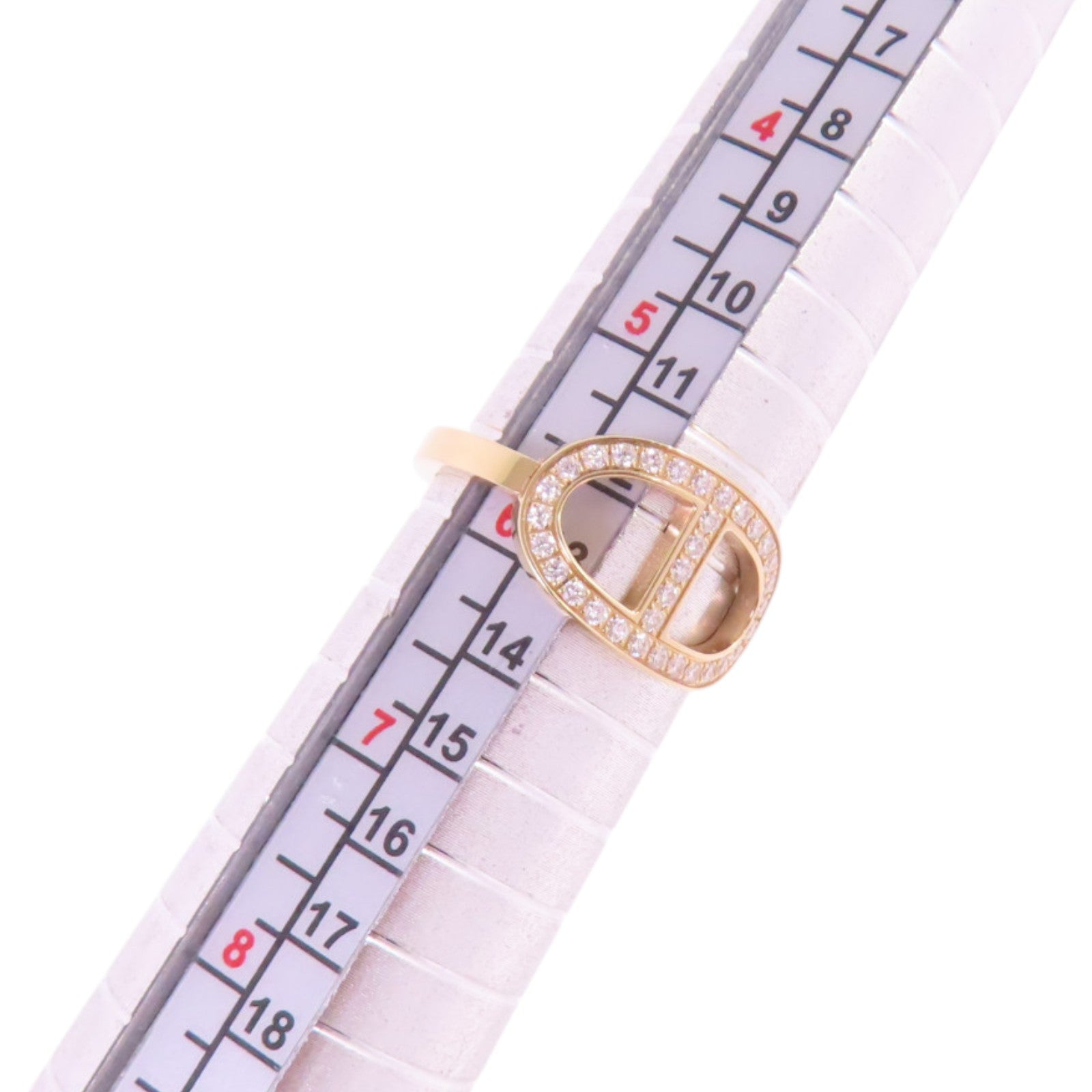 HERMES 18K玫瑰金/鑽石Bague Chain Dancre Diamond Ring戒指#52/US#5.75