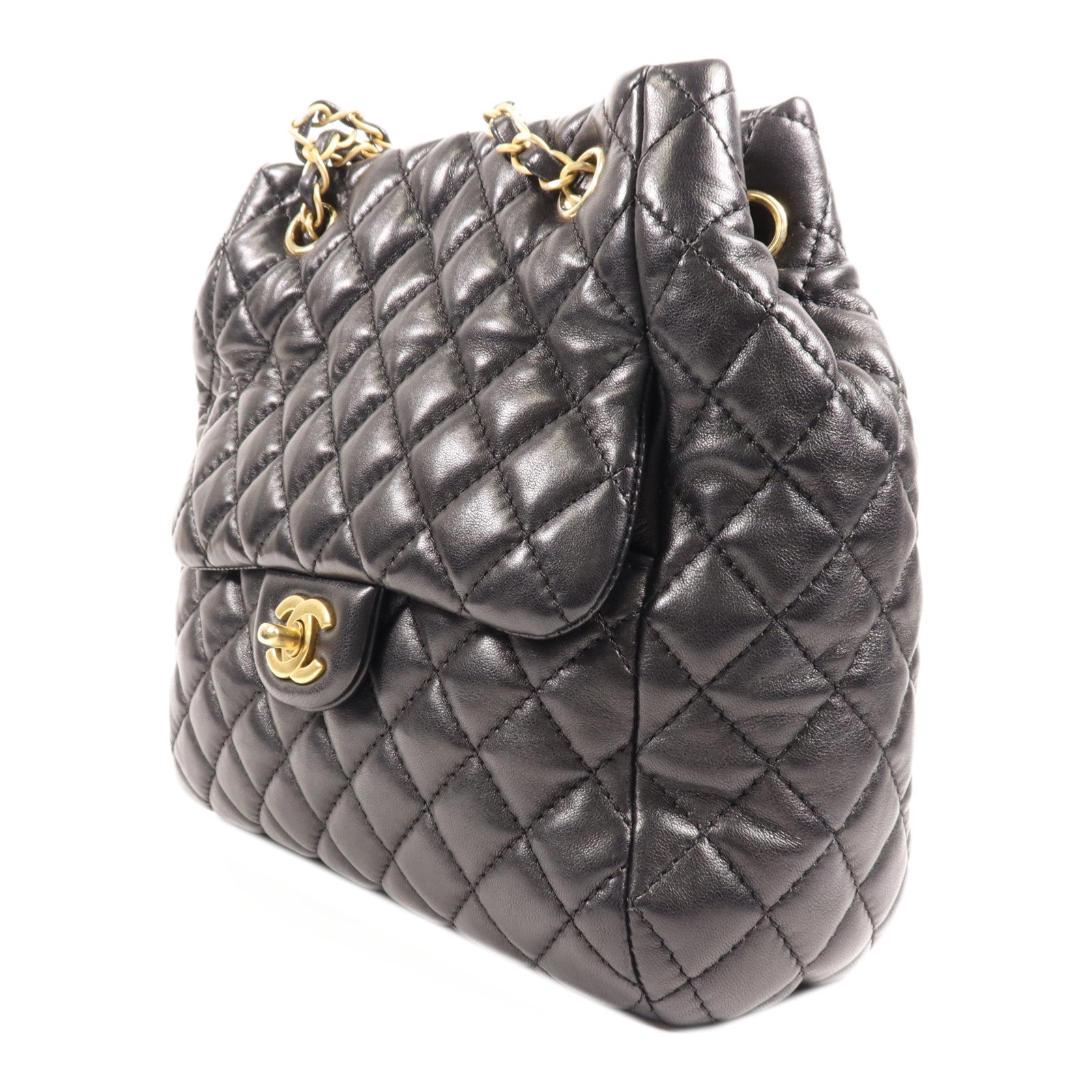 CHANEL 羊皮皮革Chain Shoulder金扣鏈帶肩背袋