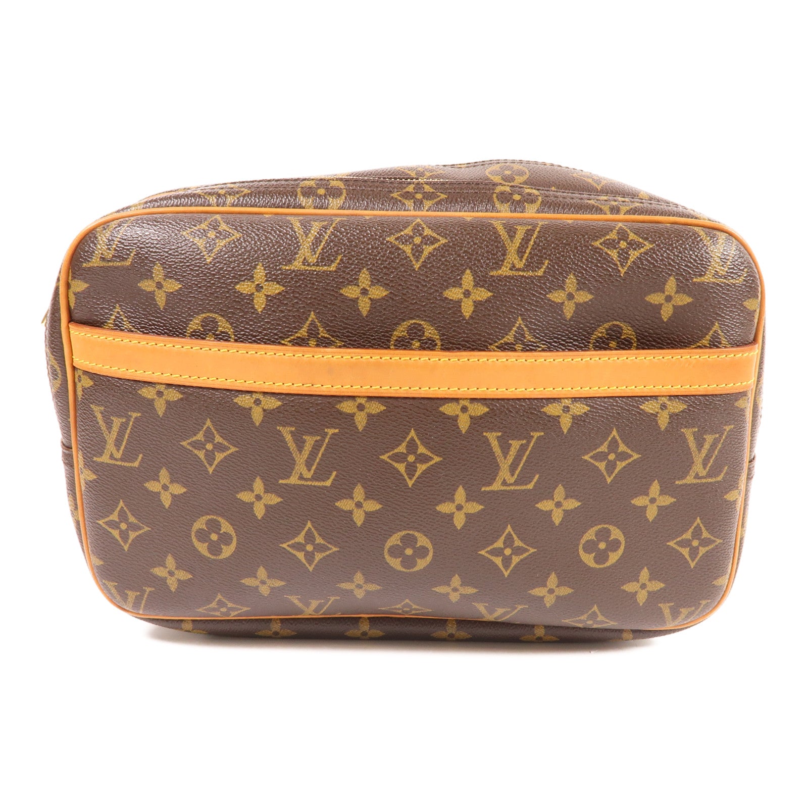 LOUIS VUITTON Monogram Reporter PM金扣肩背袋棕色