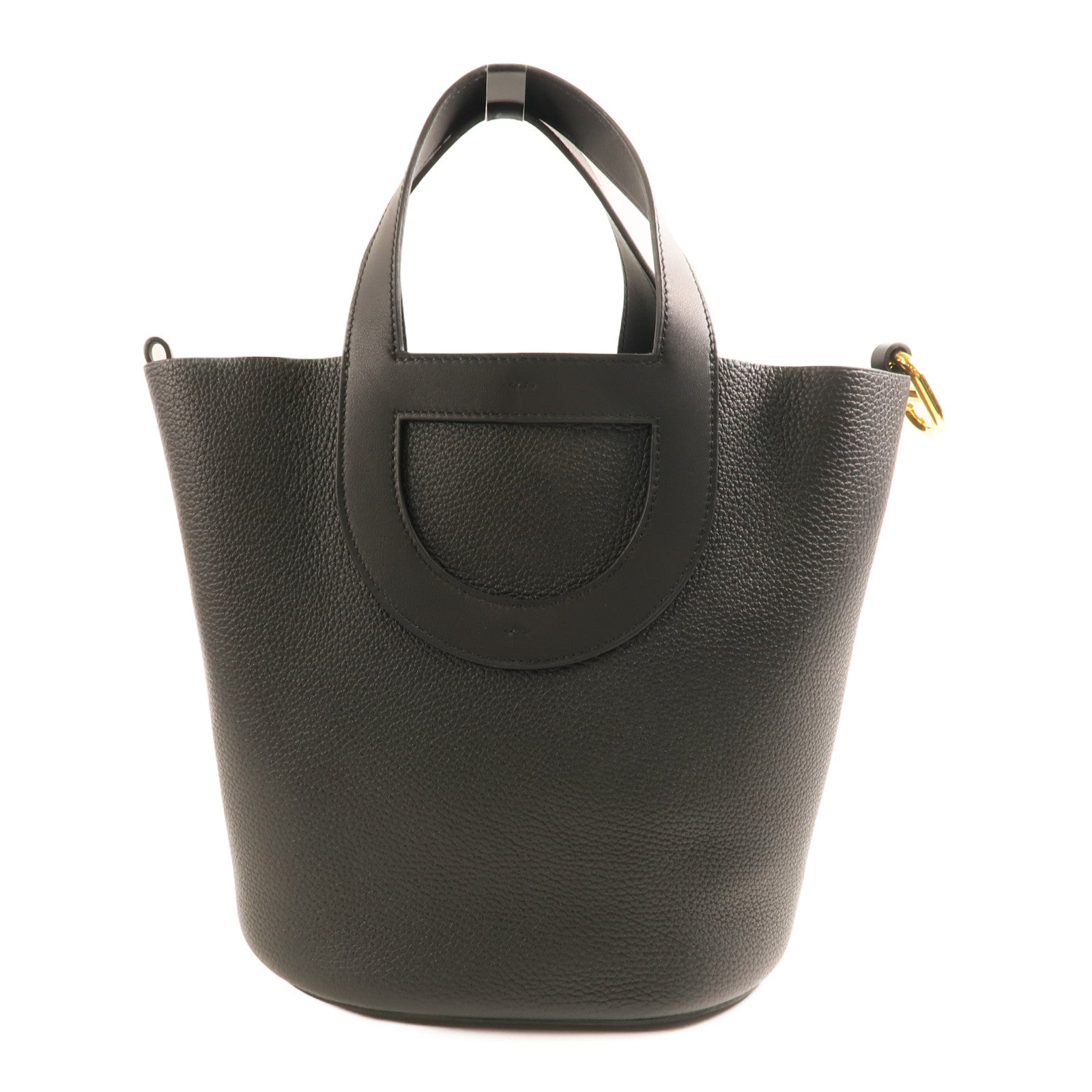 HERMES Clemence皮革In The Loop 23金扣手挽袋Noir