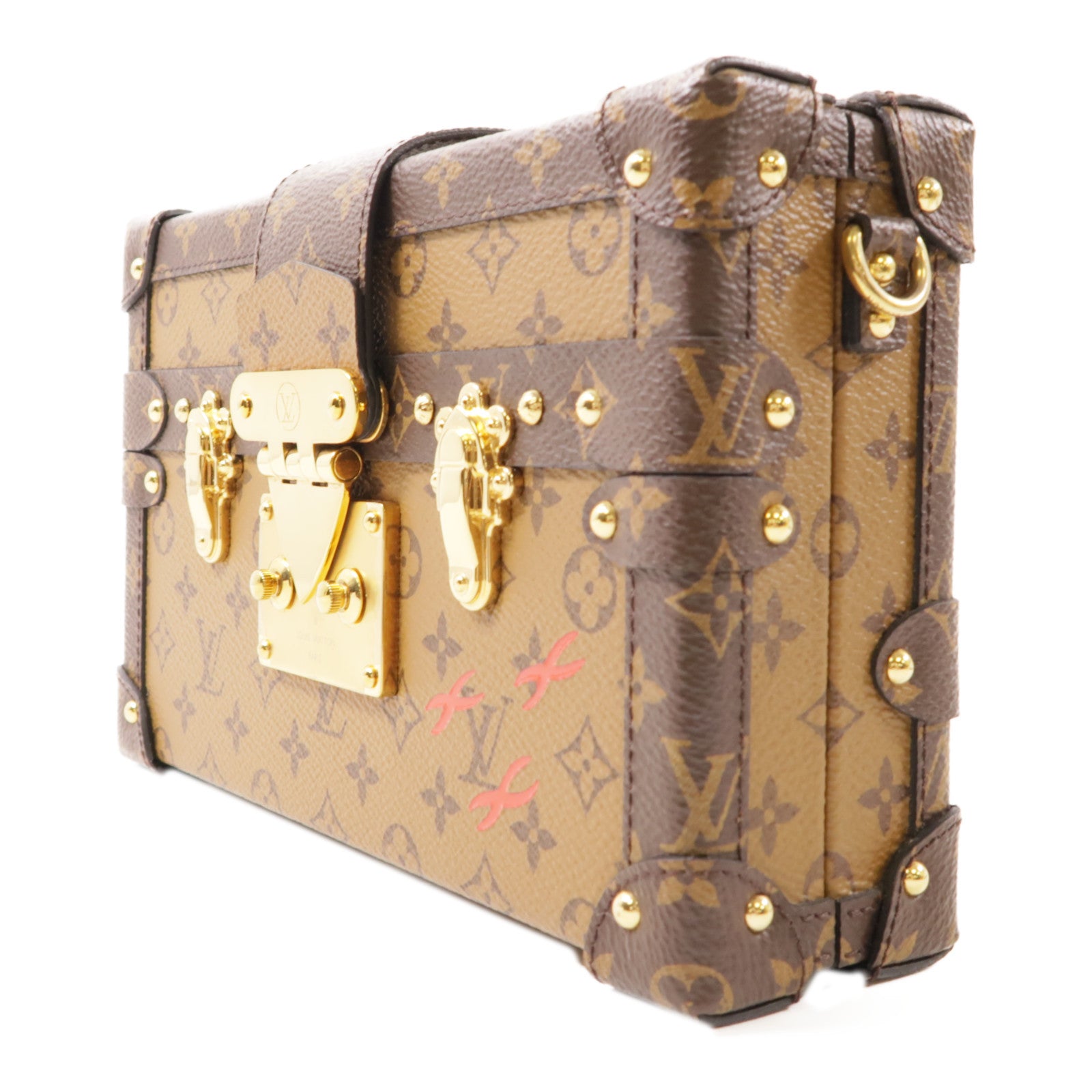 LOUIS VUITTON Monogram Reverse Petite Malle金扣肩背袋