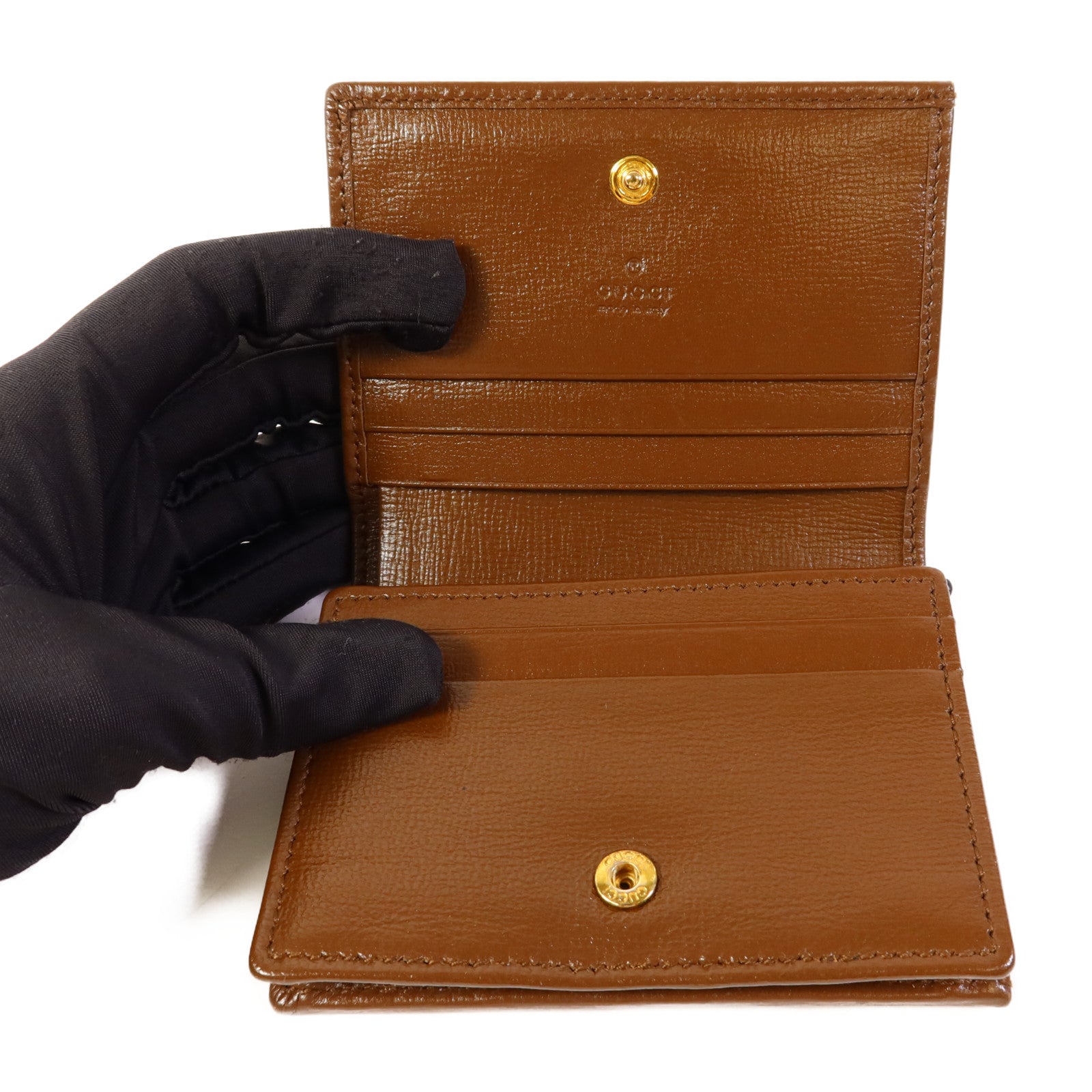 GUCCI 塗層帆布Horsebit 1955 Bifold Wallet金扣錢包