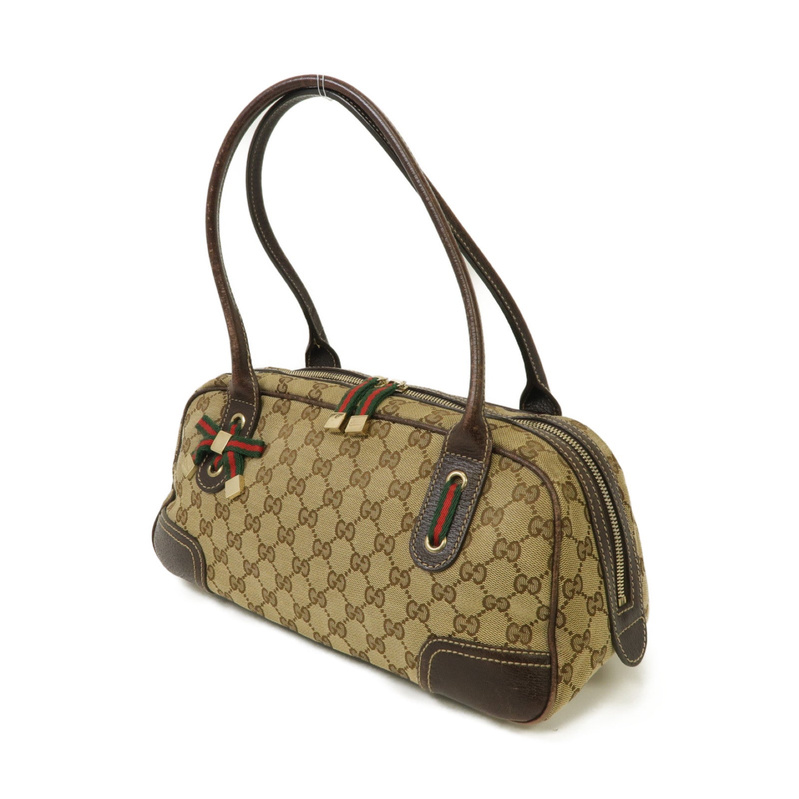 GUCCI 帆布Shoulder Bag金扣肩背袋啡色