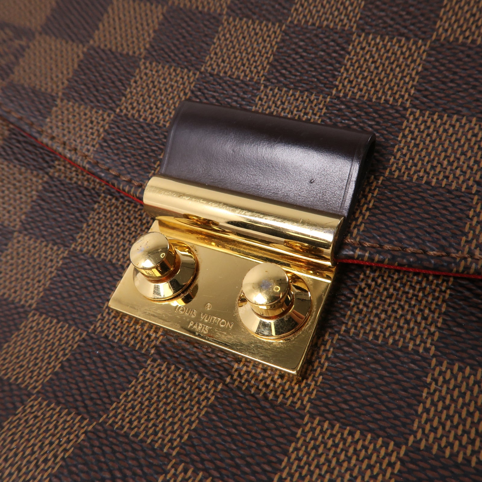 LOUIS VUITTON Damier Croisette金扣手挽肩背兩用袋啡色