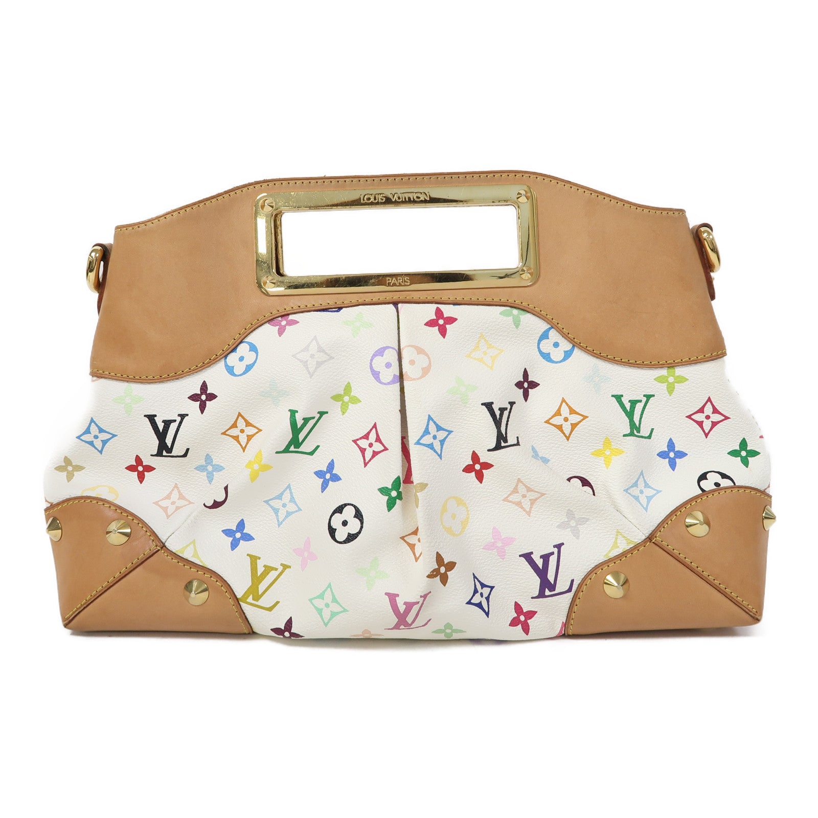 LOUIS VUITTON Monogram Multicolore Judy MM金扣手挽肩背兩用袋白色