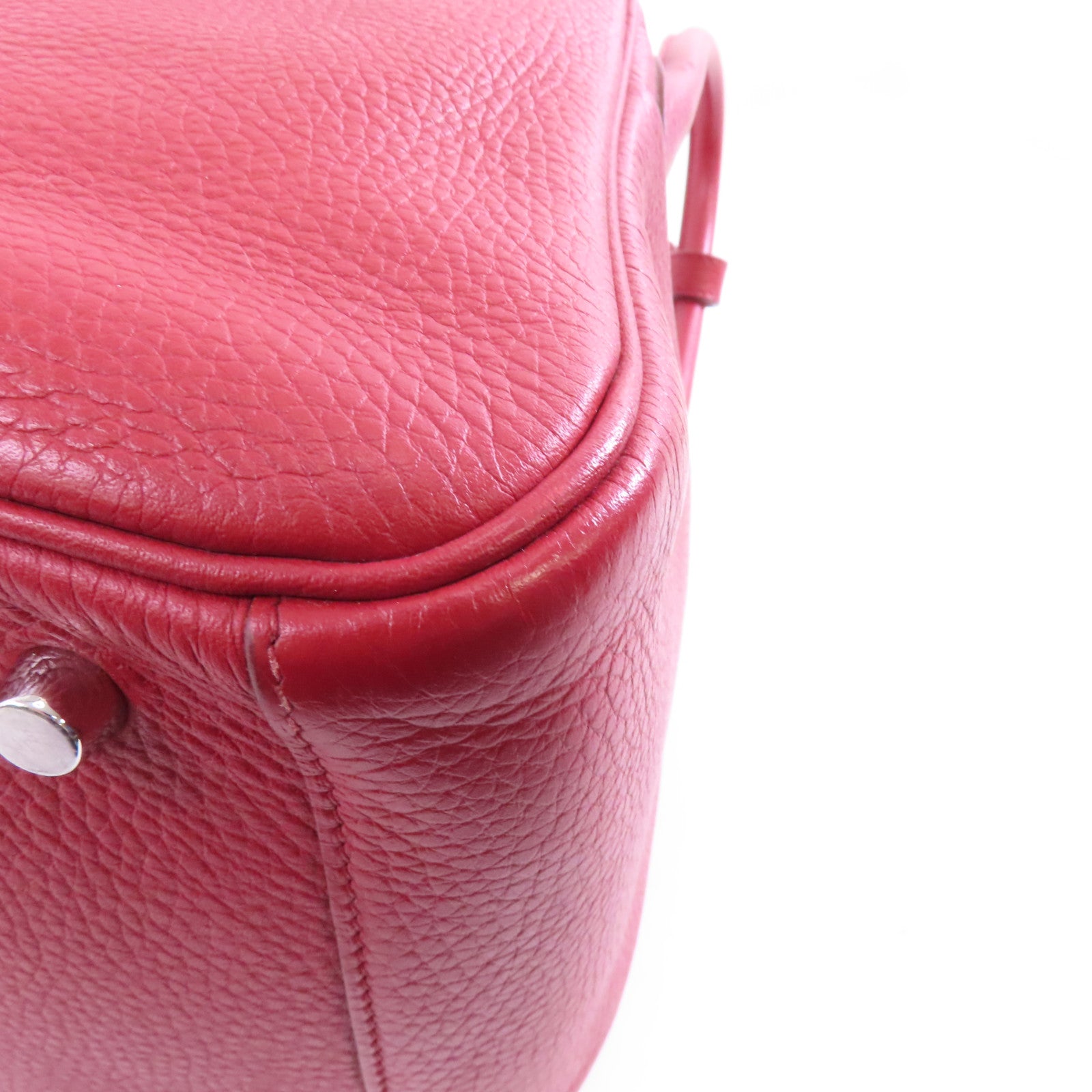 HERMES Clemence皮革Lindy 30銀扣手挽肩背兩用袋紅色/Rouge casaque