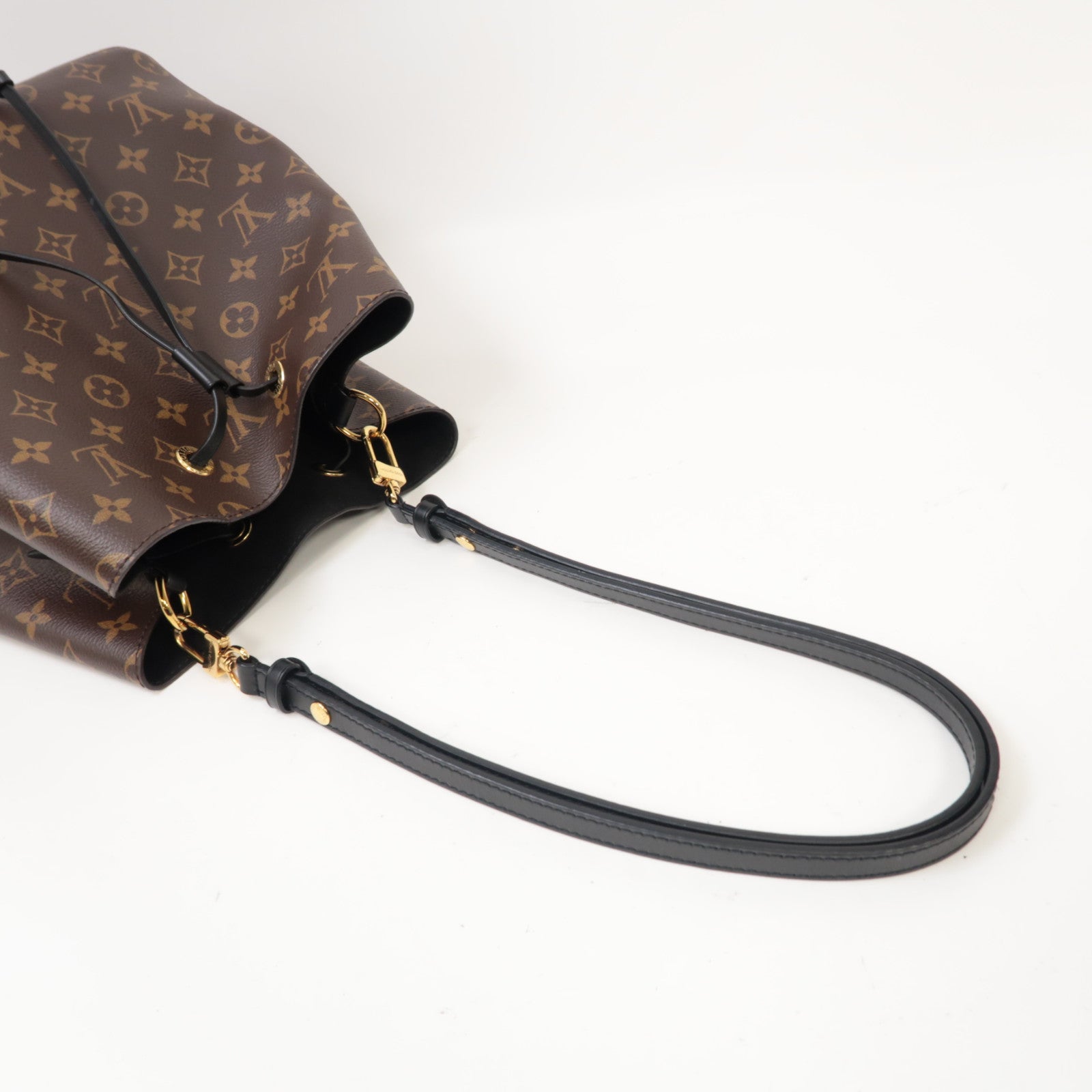 LOUIS VUITTON Monogram Neo Noe MM金扣肩背袋啡色/黑色