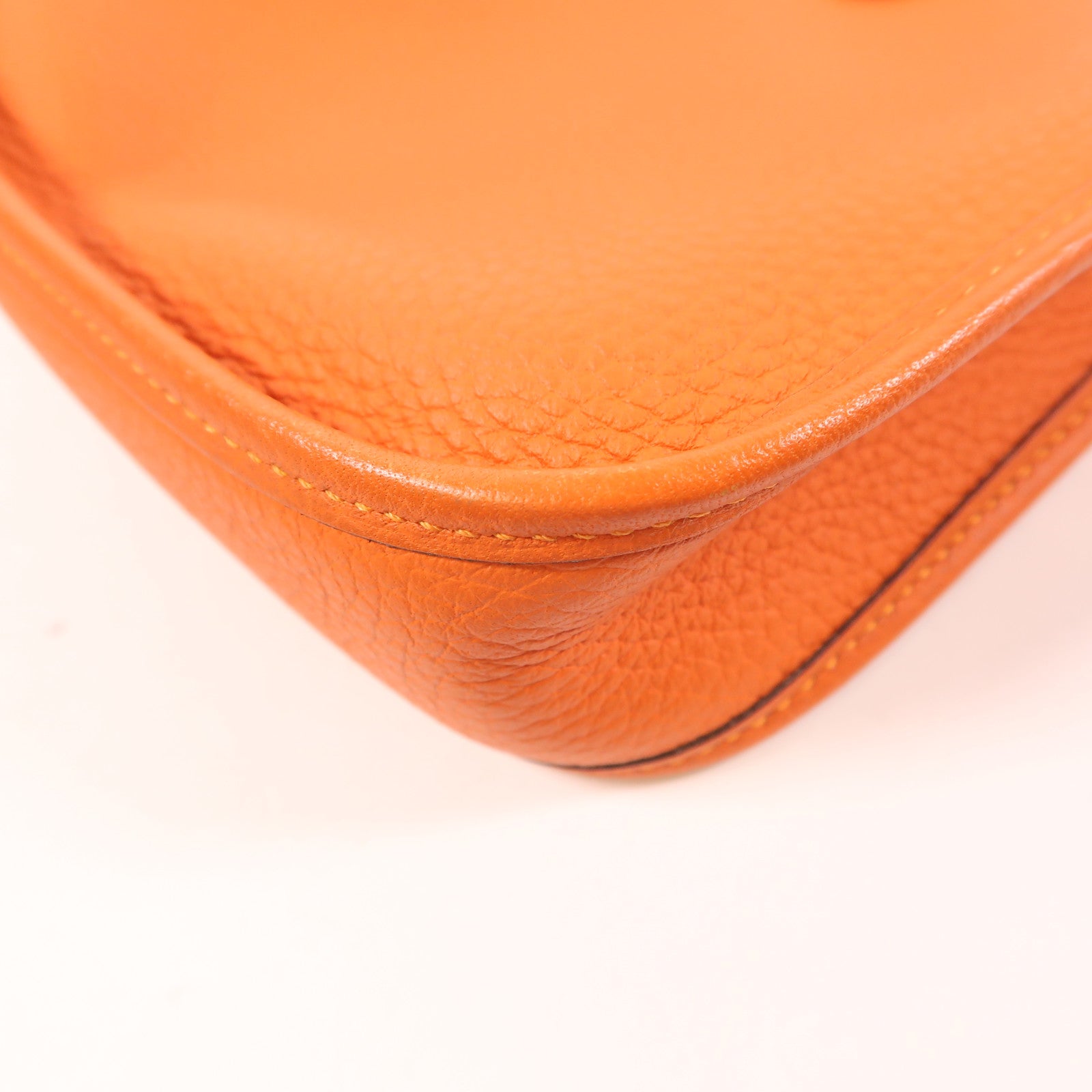 HERMES Clemence皮革Evelyne TPM銀扣肩背袋Orange
