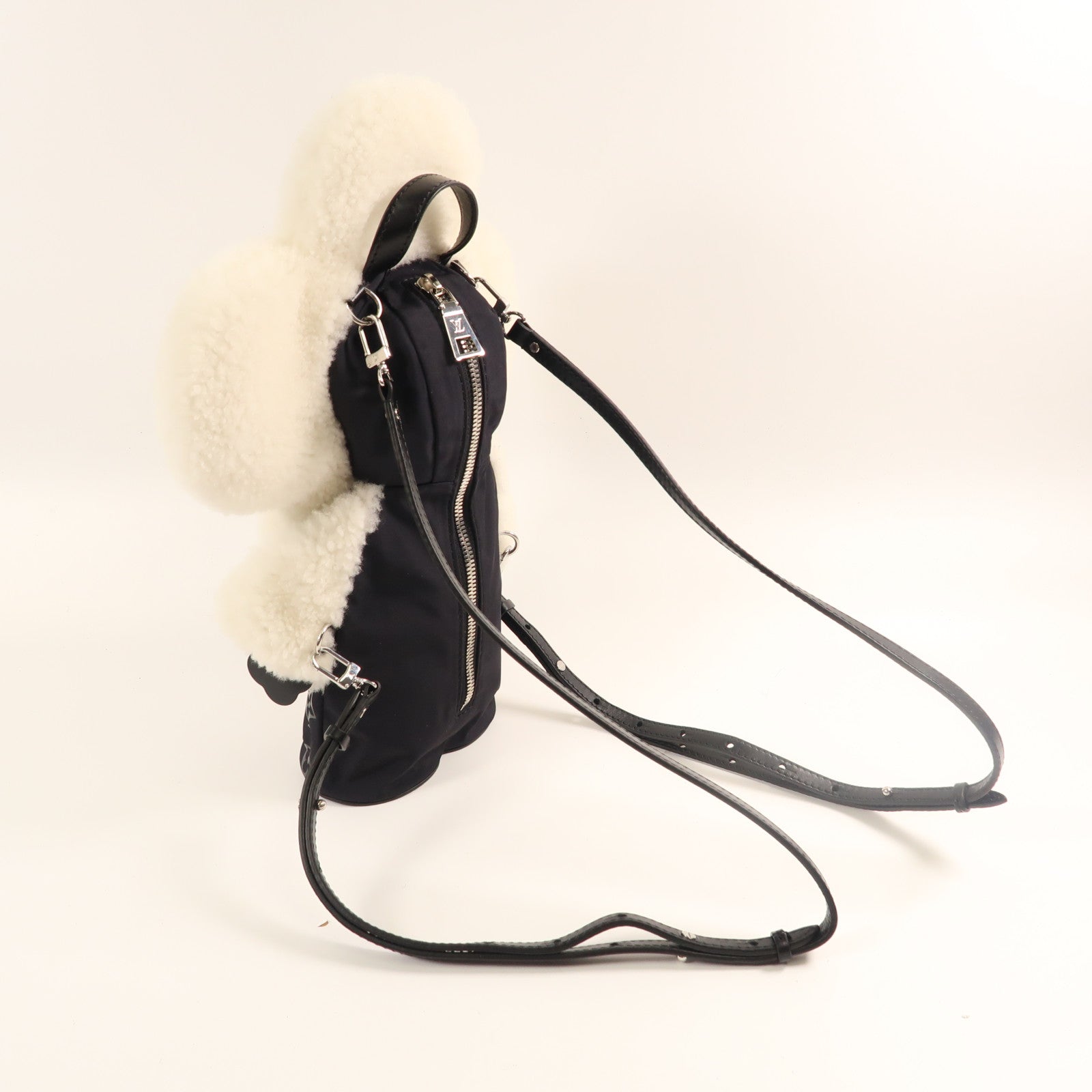LOUIS VUITTON 羊毛/尼龍Vivienne Backpack銀扣背包