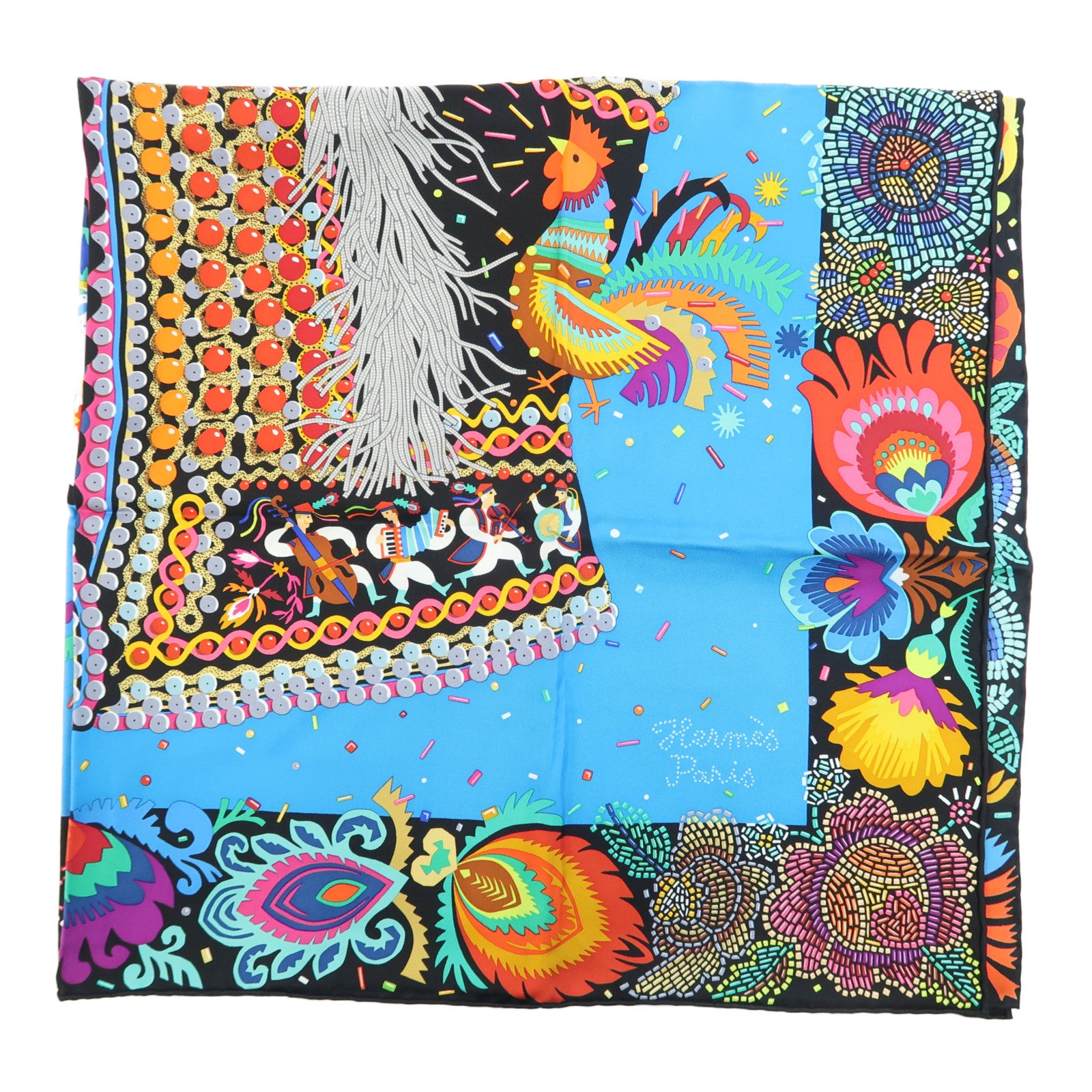 HERMES Scarf 90X90 Silk Multicolor