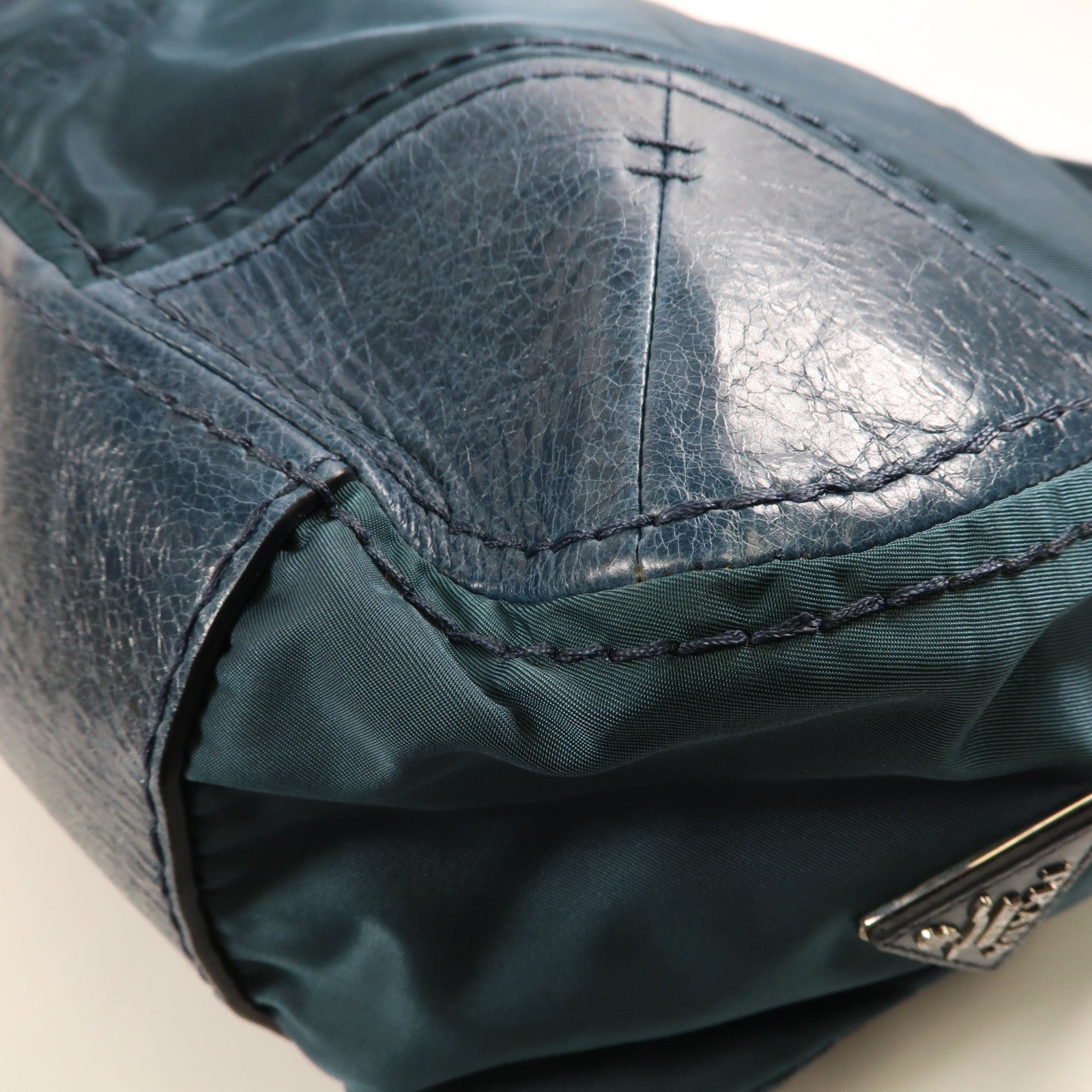 PRADA 【激減優惠】尼龍/牛皮皮革Shoulder Bag銀扣肩背袋